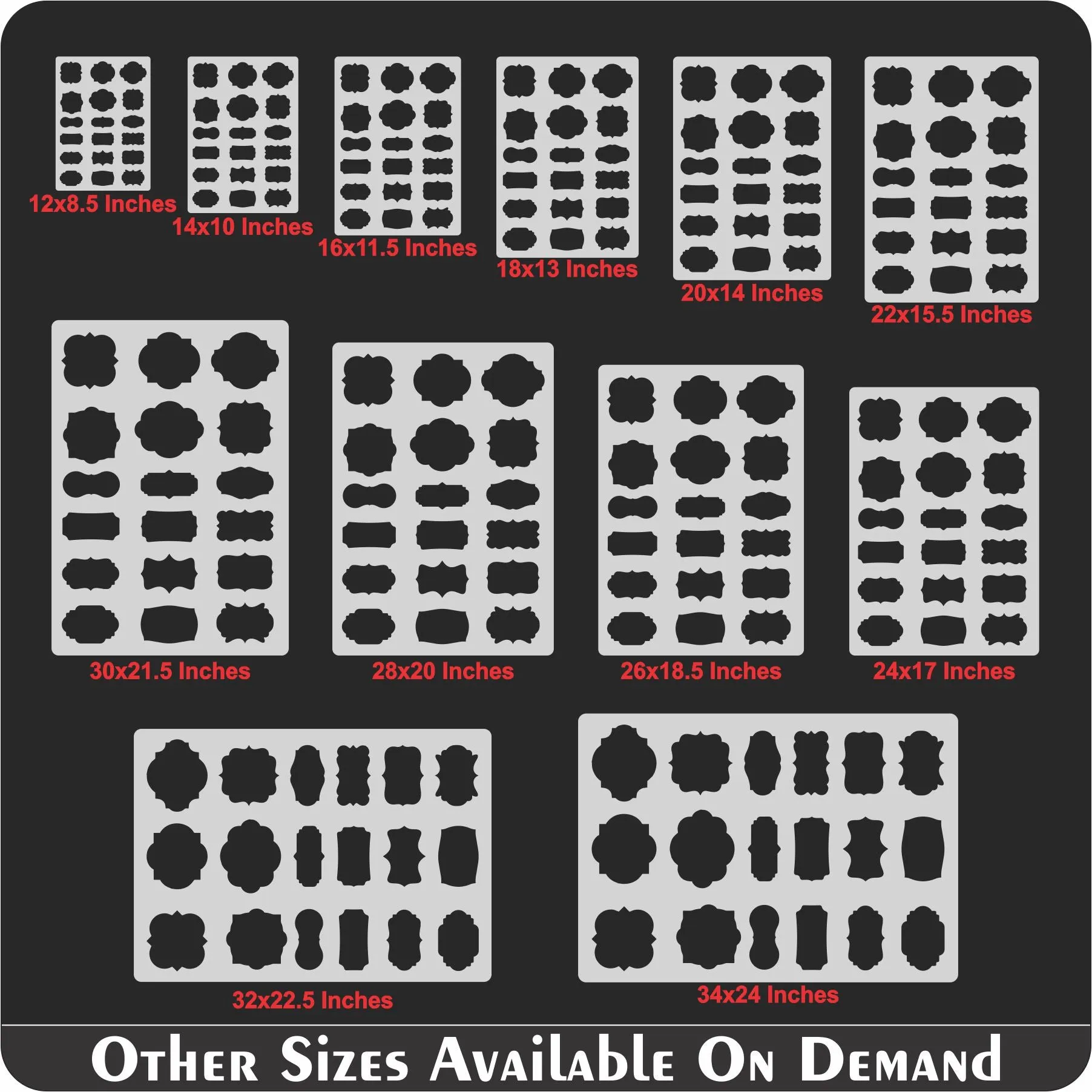 15 Mix labeling Stencil Reusable Stencil for Canvas and wall painting..ID#469