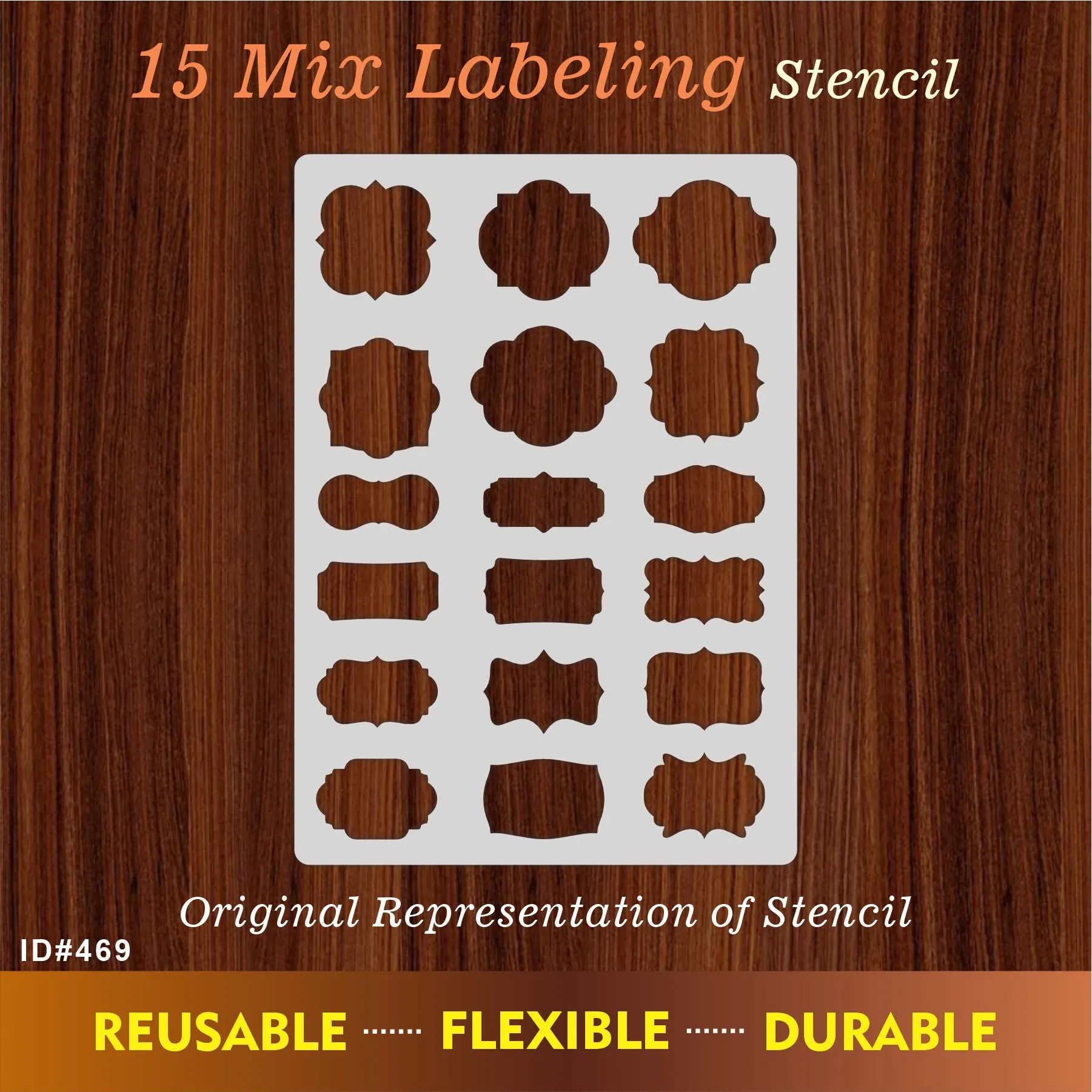 15 Mix labeling Stencil Reusable Stencil for Canvas and wall painting..ID#469