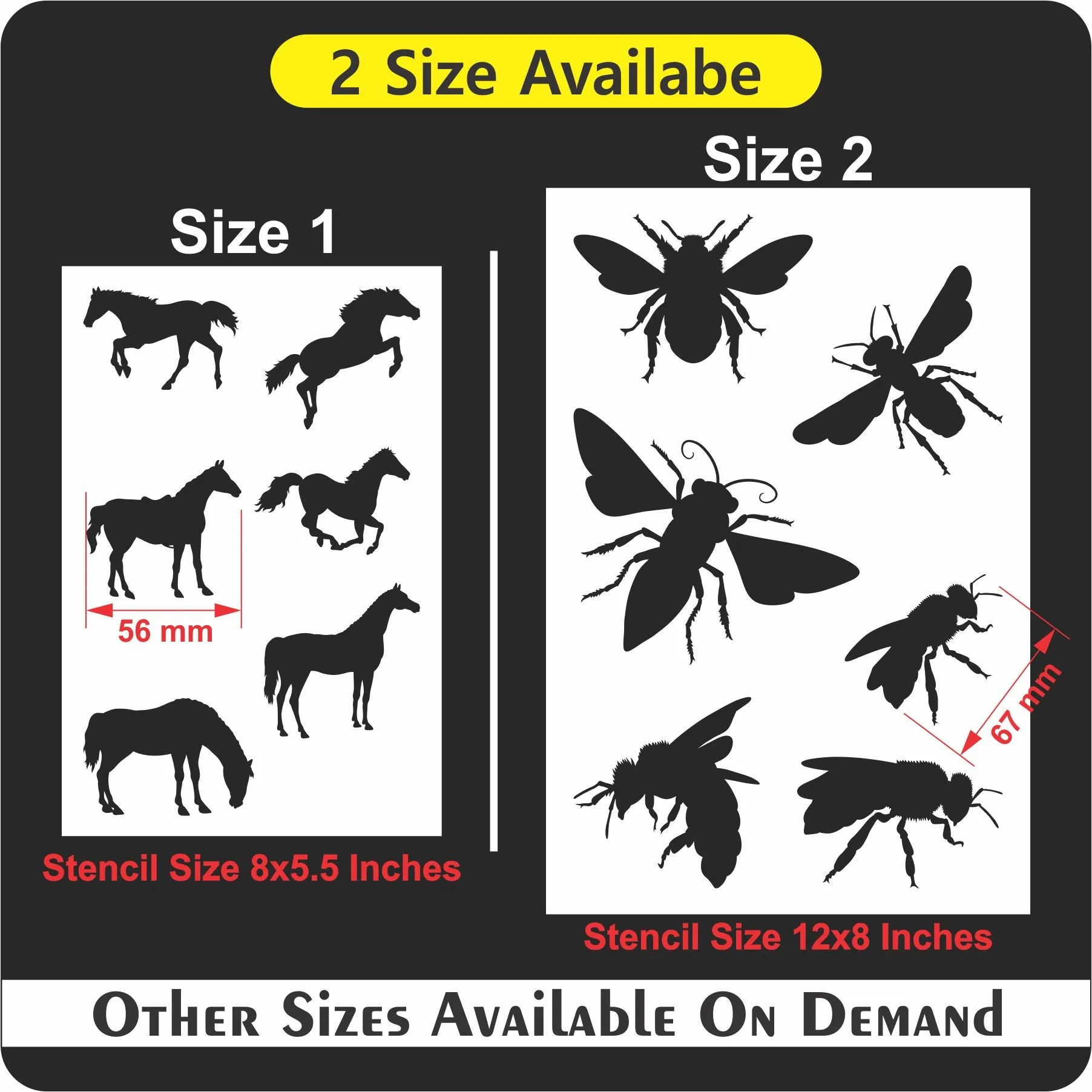 25 Different Animals Reusable Stencil For Canvas And Wall Painting.ID#223