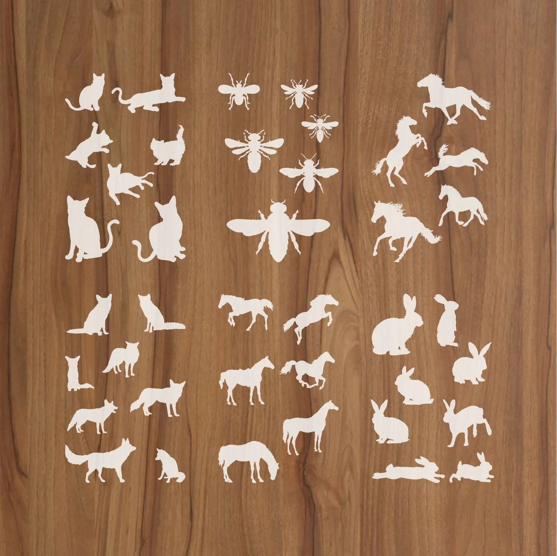 25 Different Animals Reusable Stencil For Canvas And Wall Painting.ID#223