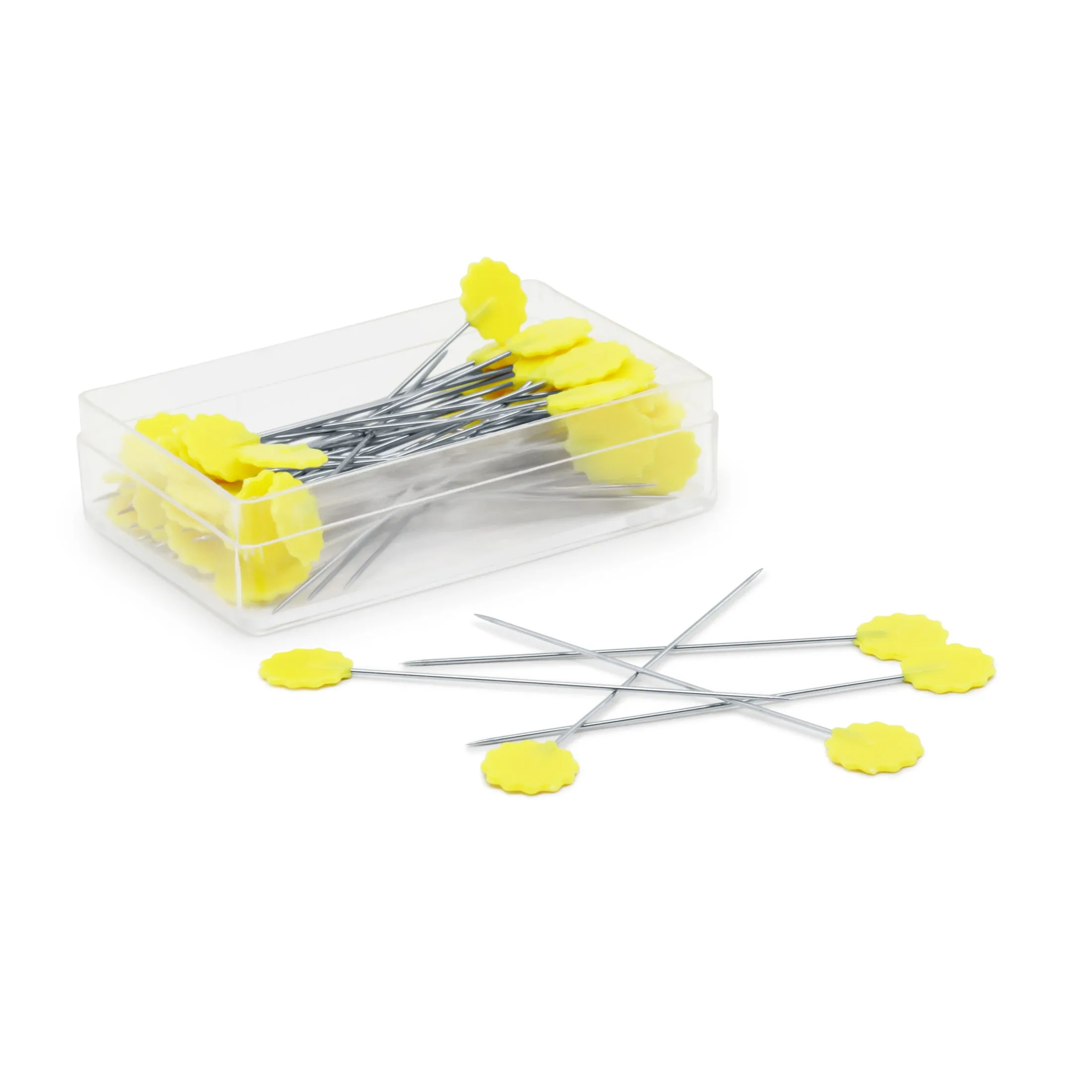 2" Flat Flower Pins, Yellow, 50 pc