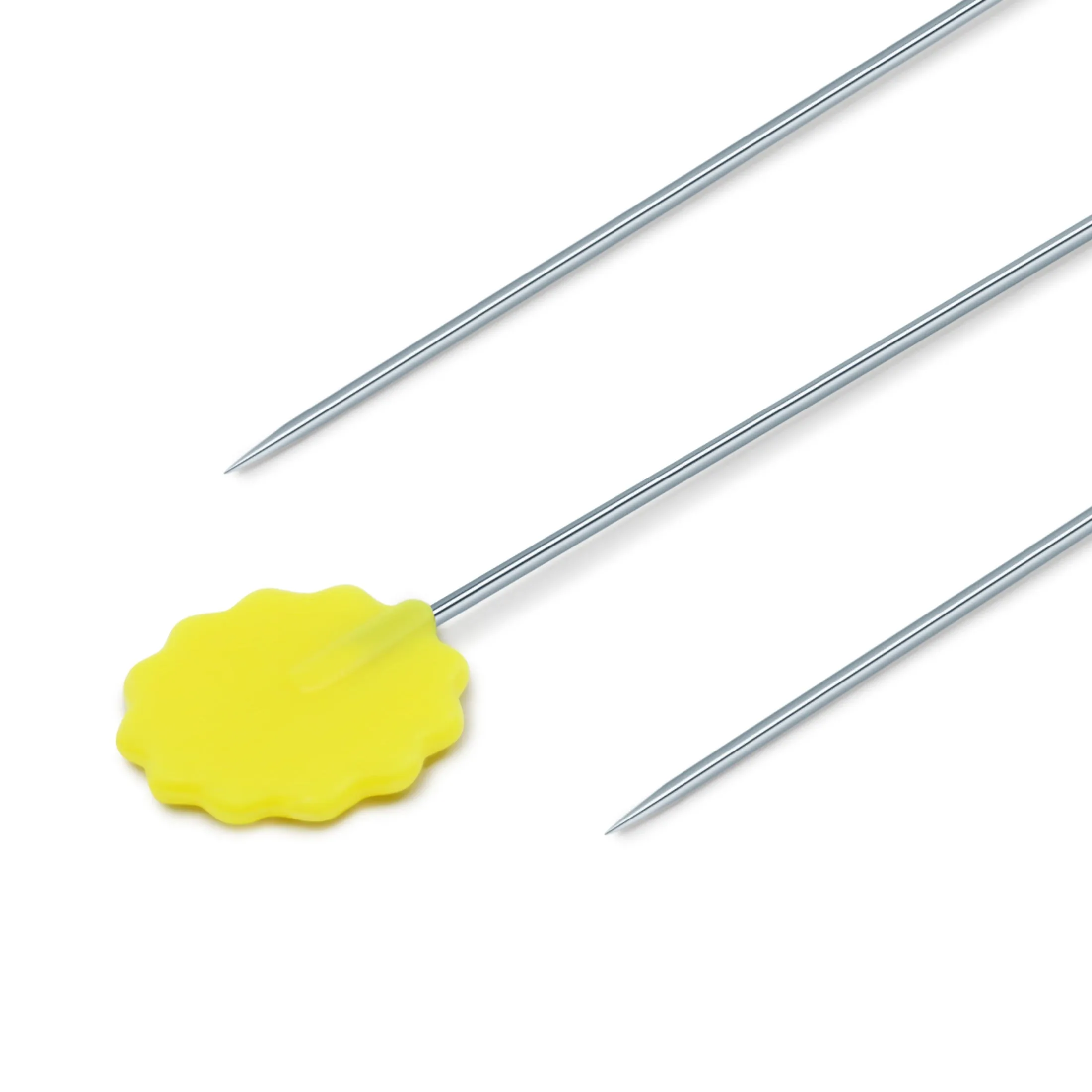 2" Flat Flower Pins, Yellow, 50 pc