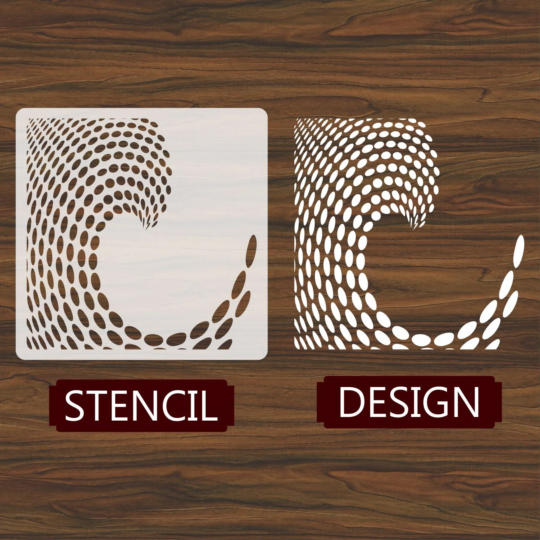 3d Circule Wave Pattern Flower Reusable Stencil For Canvas And Wall Painting.ID#227