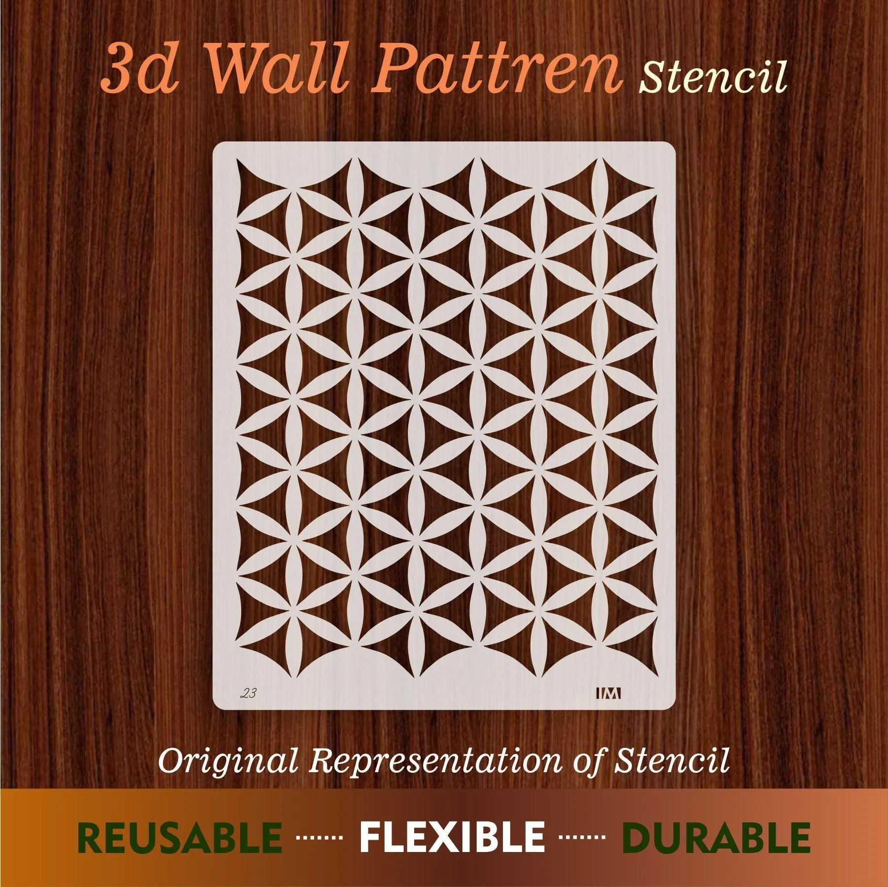 3D Wall Pattren Reusable Stencil for Canvas and wall painting.ID#23