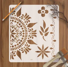 4 Design in 1 Reusable Stencil for Canvas and wall painting.ID#66