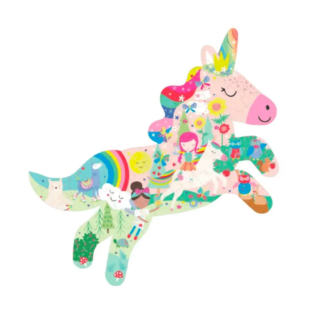 40pc Rainbow Unicorn Shaped Jigsaw Puzzle with Shaped Box