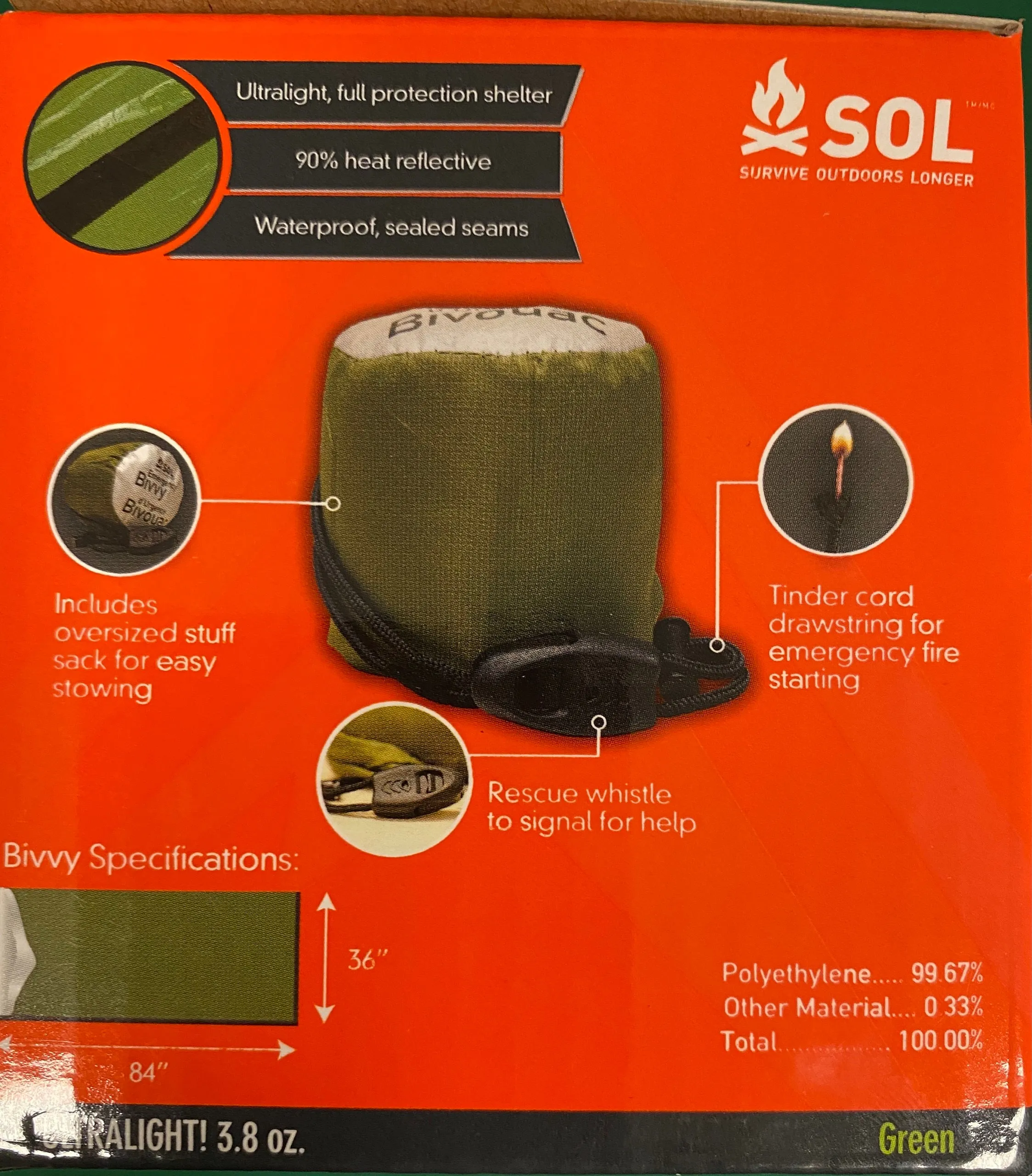 Adventure Medical SOL Emergency Bivvy Sack OD Green 0140-1140
