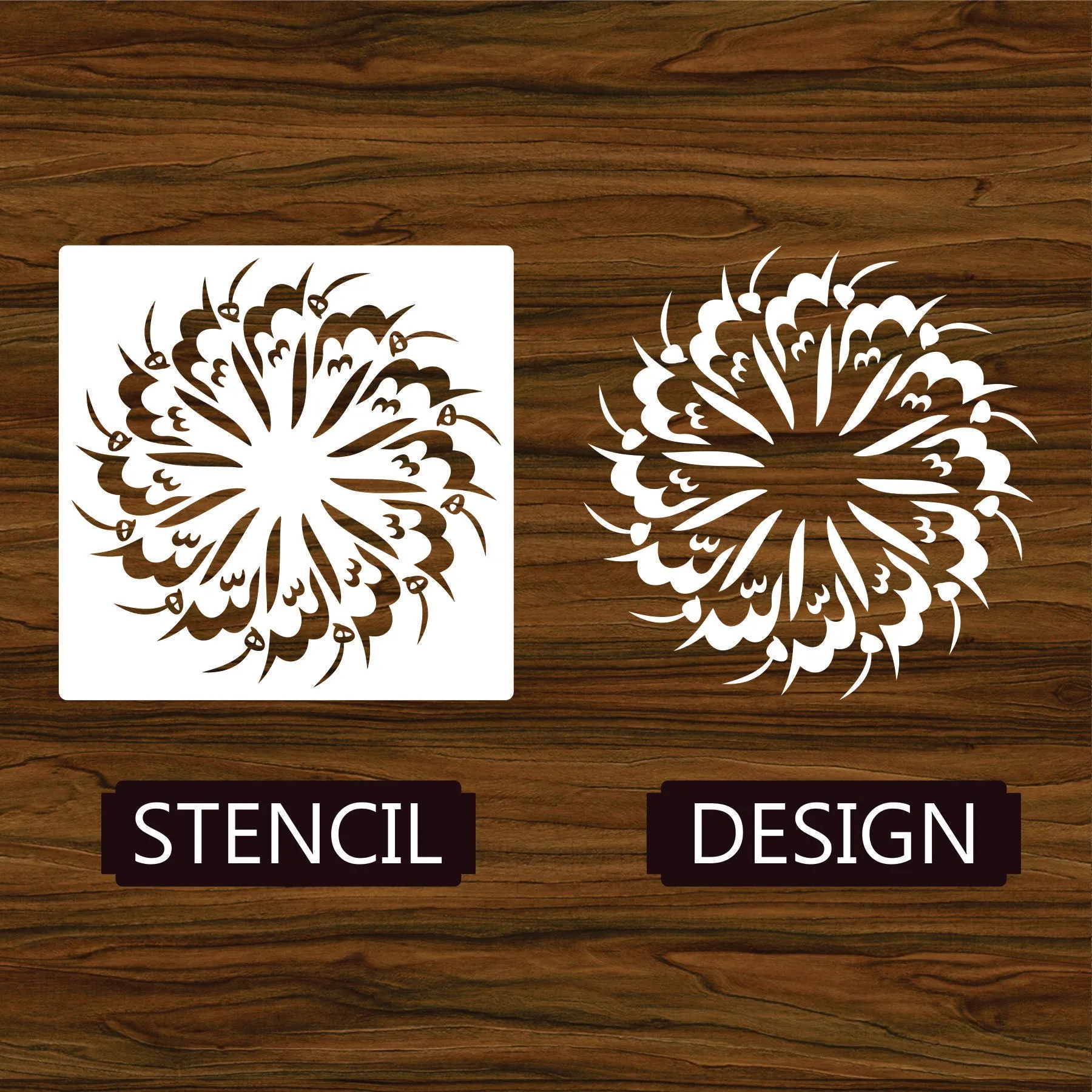 Allah Calligraphy Arabic Islamic Reusable Stencil for Canvas and wall painting.ID#269