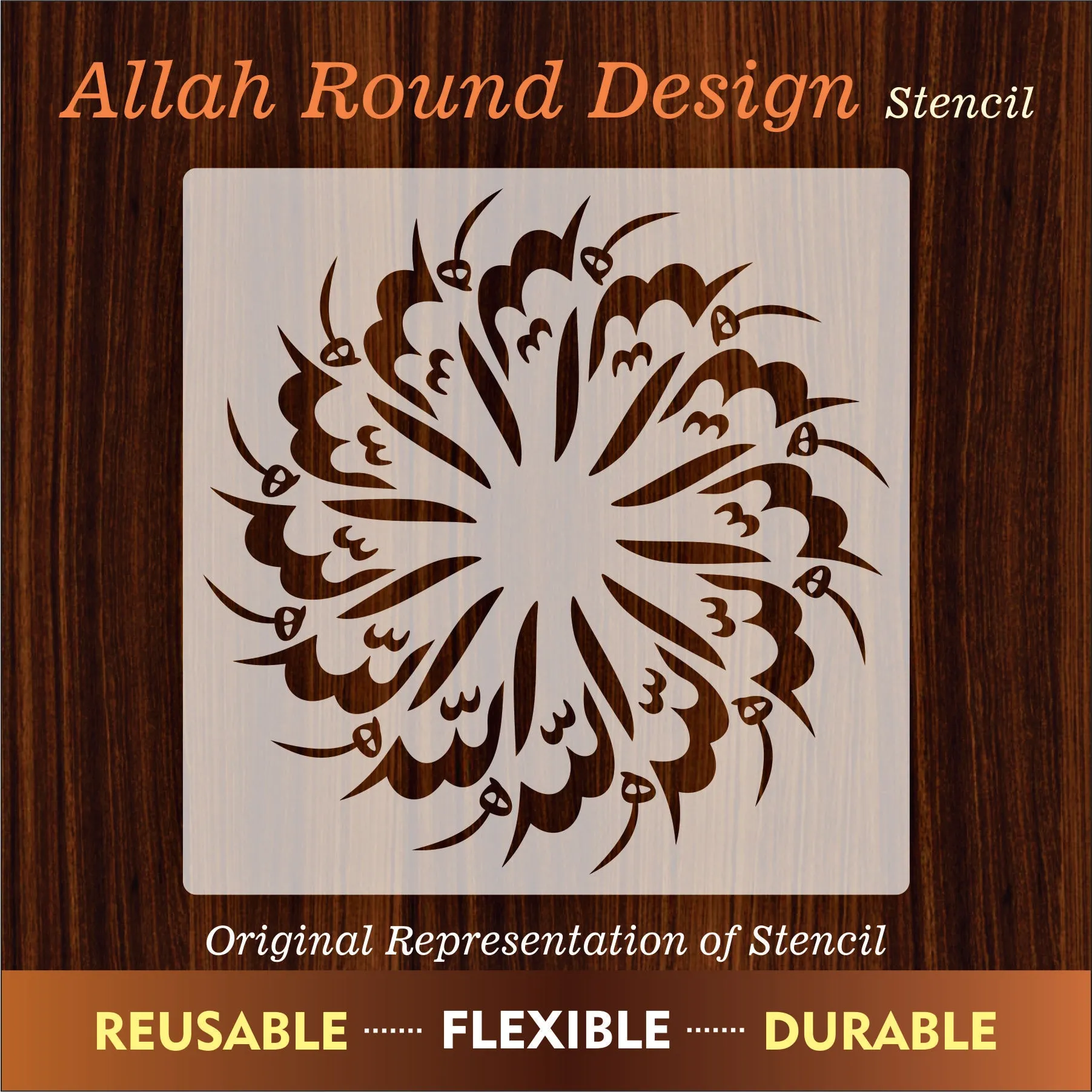 Allah Calligraphy Arabic Islamic Reusable Stencil for Canvas and wall painting.ID#269