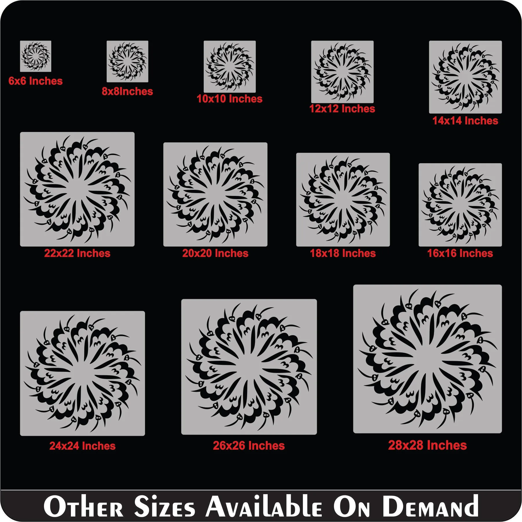 Allah Calligraphy Arabic Islamic Reusable Stencil for Canvas and wall painting.ID#269