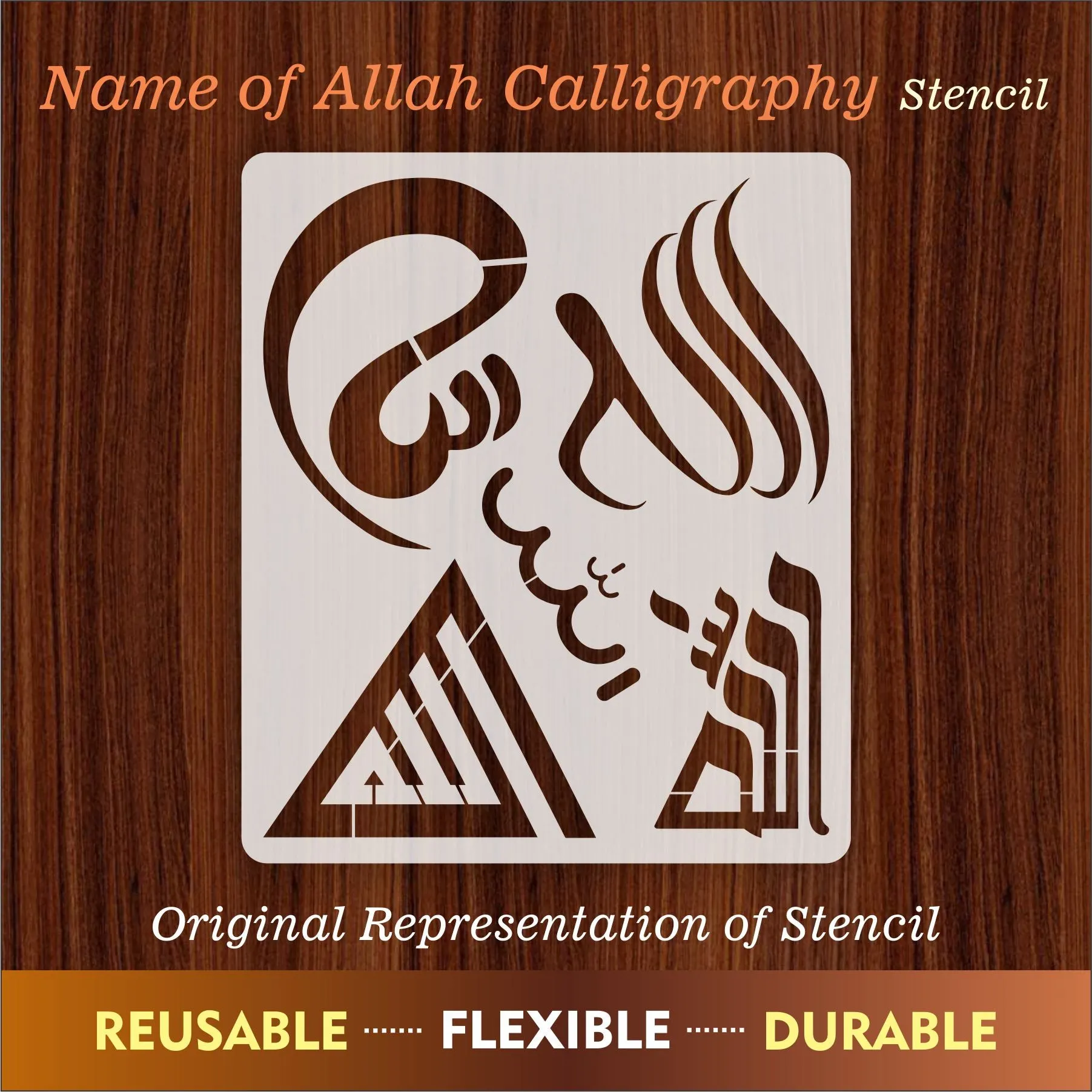 Allah in 5 Font Styles Calligraphy Islamic Reusable Stencil for Canvas and wall painting.ID#4125C