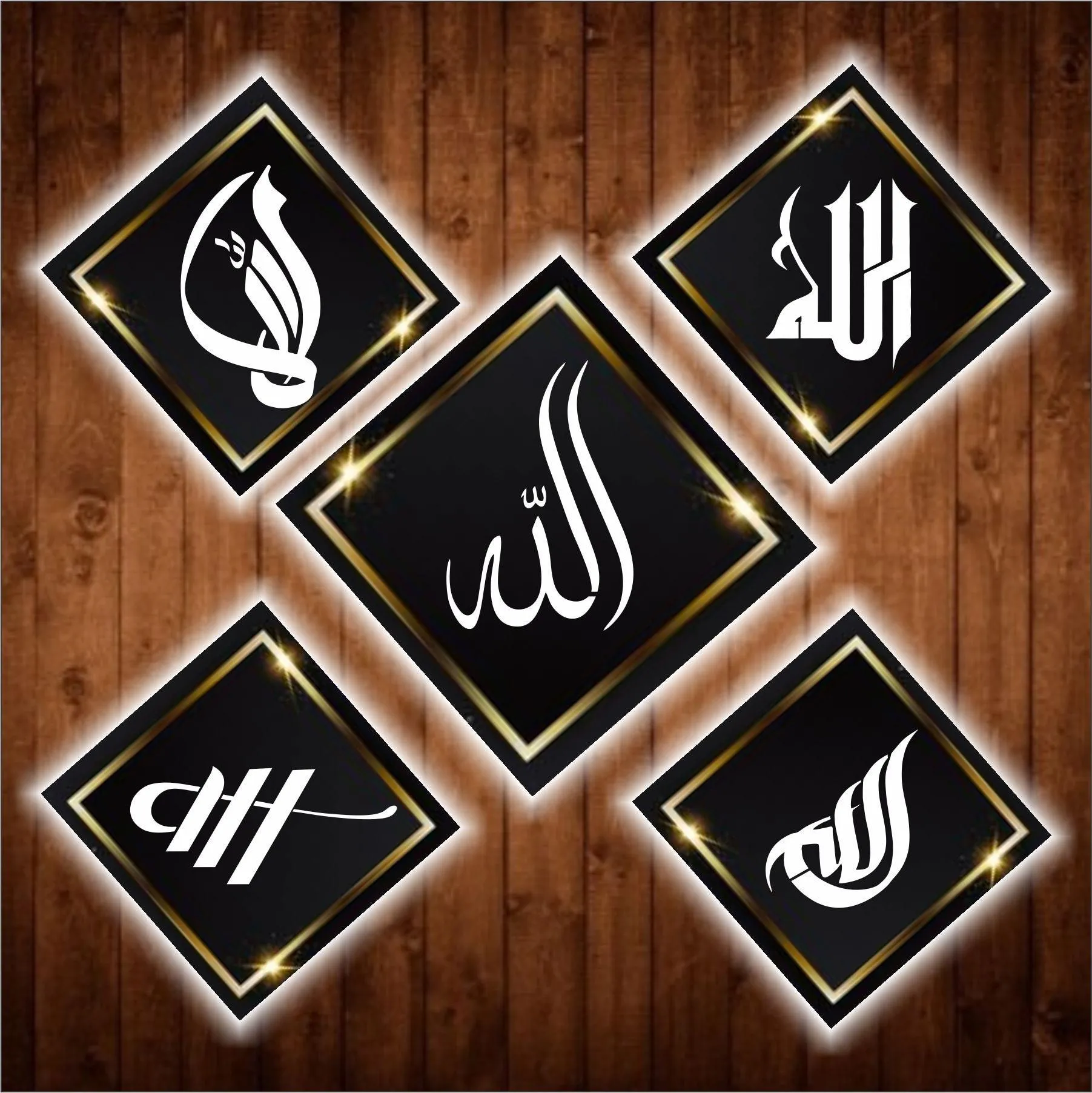 Allah in 5 Fonts  Calligraphy Islamic Reusable Stencil for Canvas and wall painting.ID#4125F