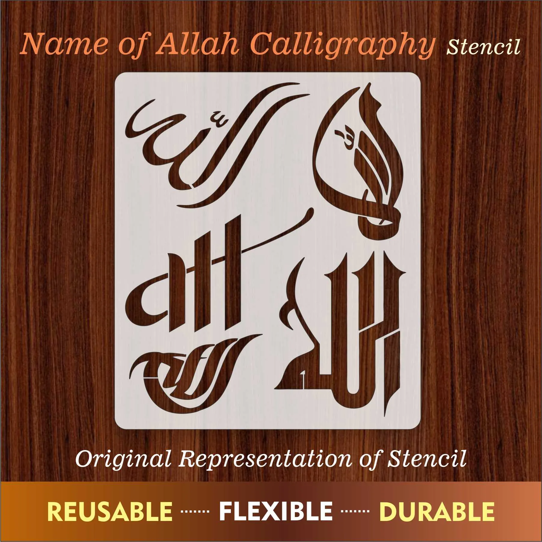 Allah in 5 Fonts  Calligraphy Islamic Reusable Stencil for Canvas and wall painting.ID#4125F