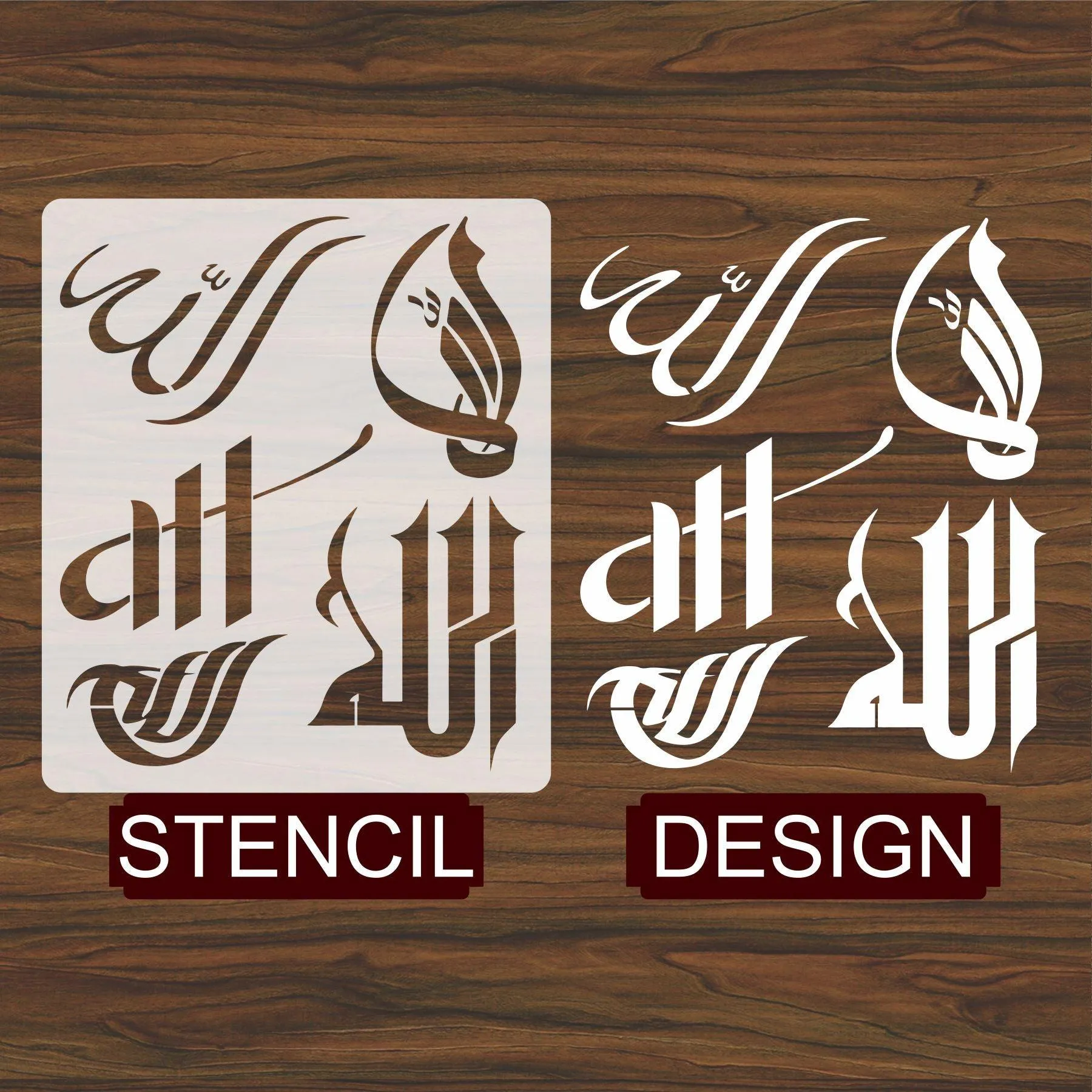 Allah in 5 Fonts  Calligraphy Islamic Reusable Stencil for Canvas and wall painting.ID#4125F