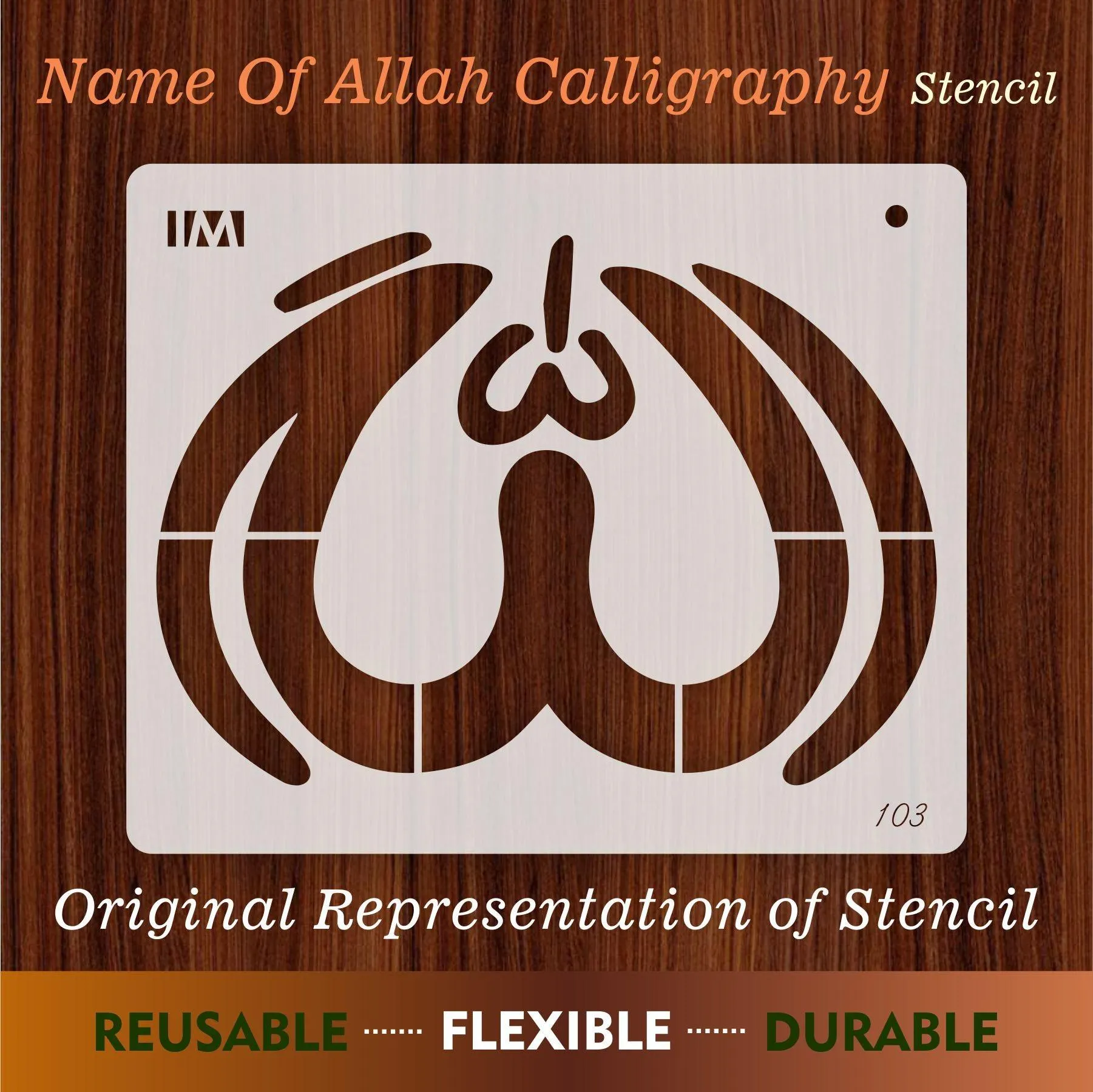Allah Islamic Calligraphy Reusable Stencil for Canvas and wall painting.ID#103