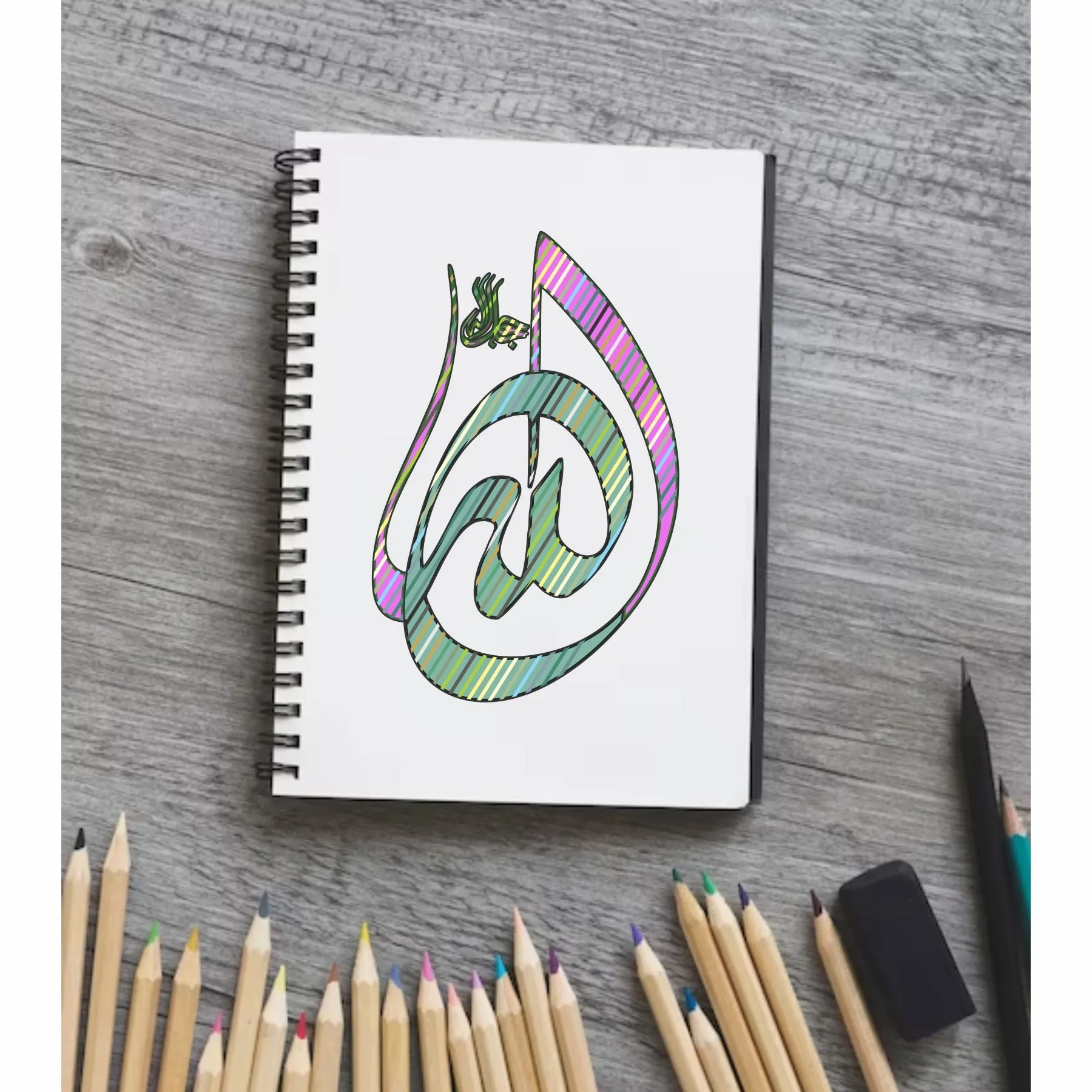 Allah Name Calligraphy Islamic Reusable Stencil for Canvas and wall painting.ID# 4204