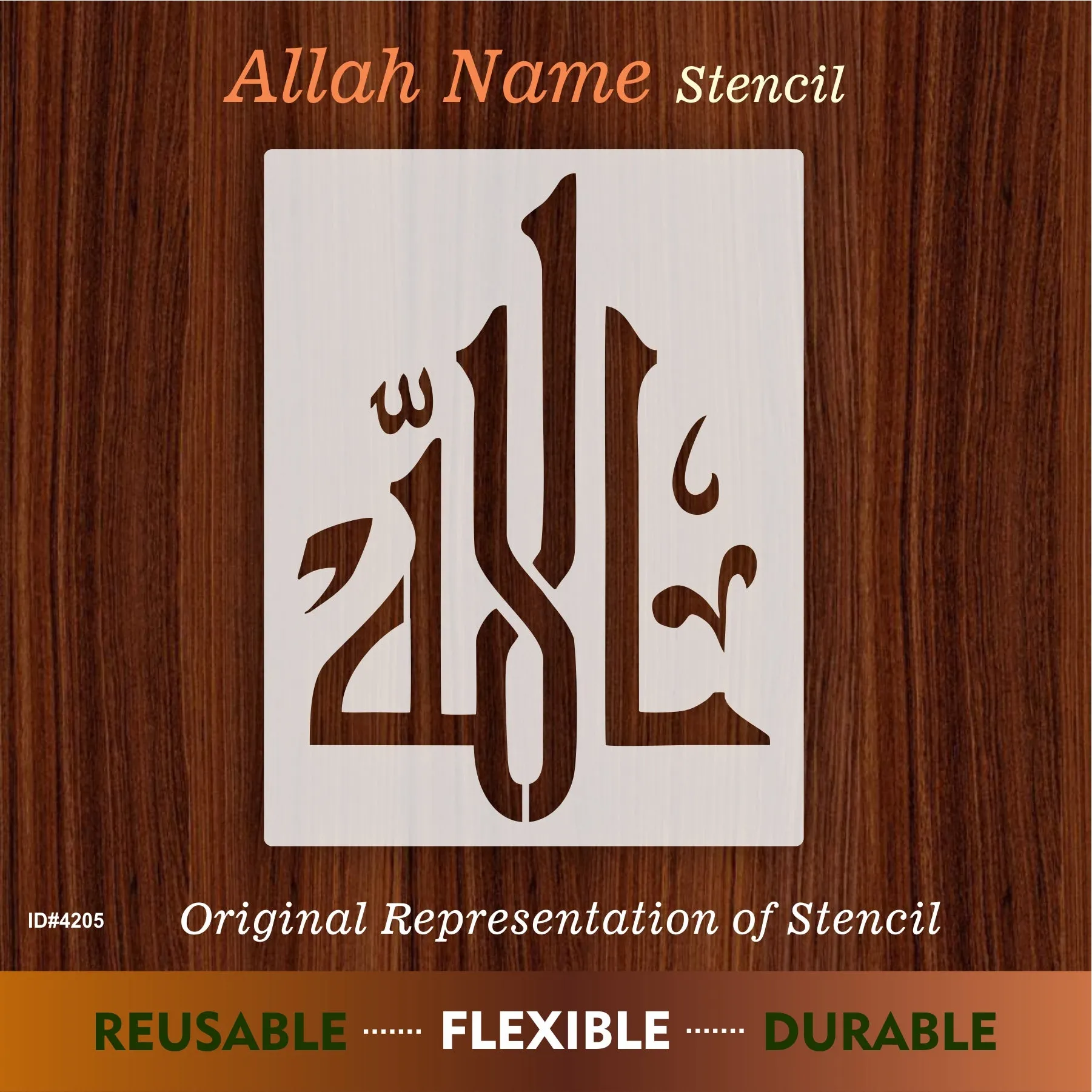 Allah Name Calligraphy Islamic Reusable Stencil for Canvas and wall painting.ID# 4205