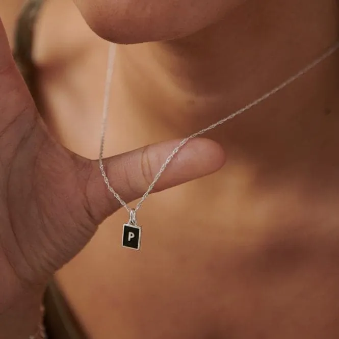 Alphabet Initial Recycled Sterling Silver P Necklace BETP_SLV