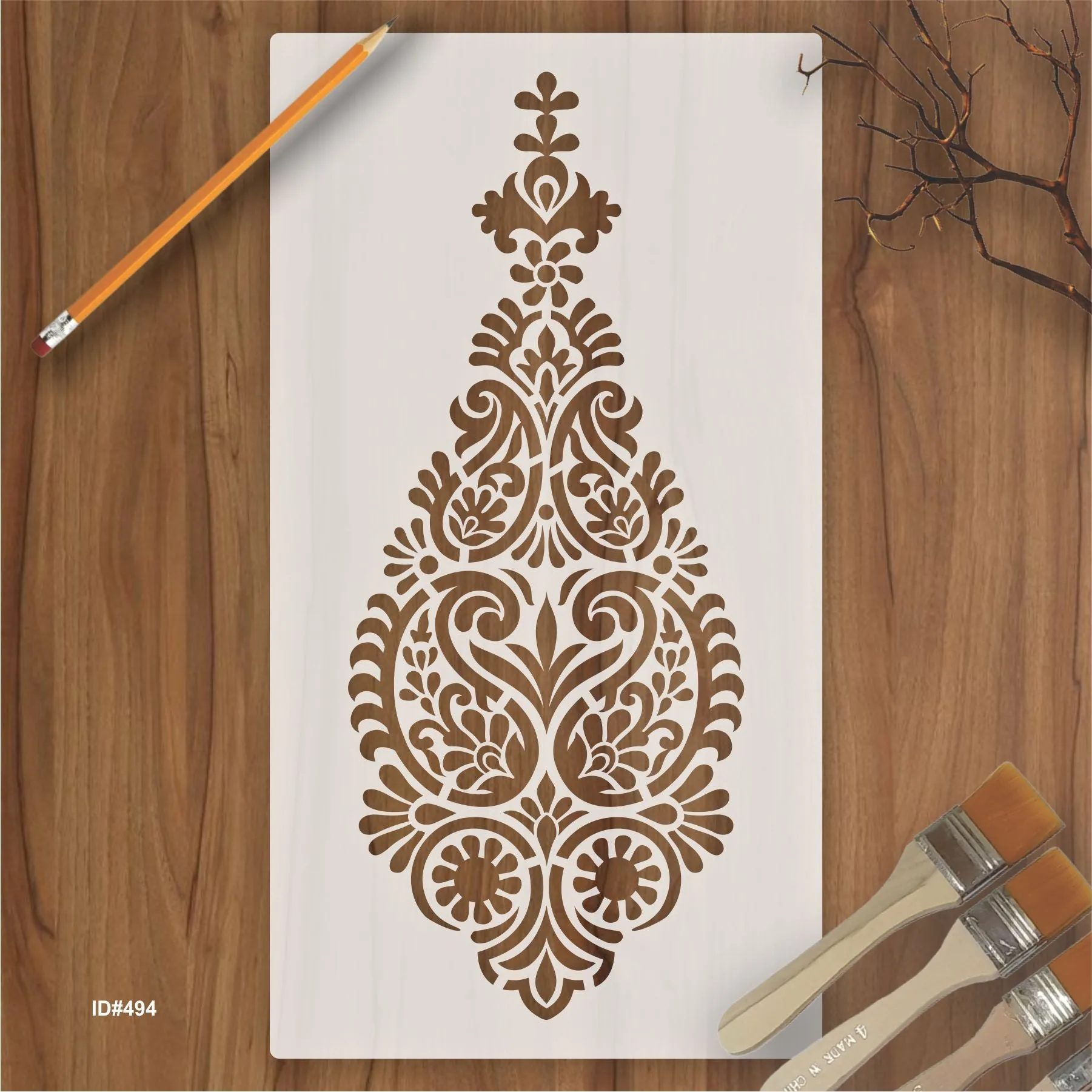 Anarkali Embroidery Stencil used for Wood, Clothes, Canvas And Wall Painting. ID #494