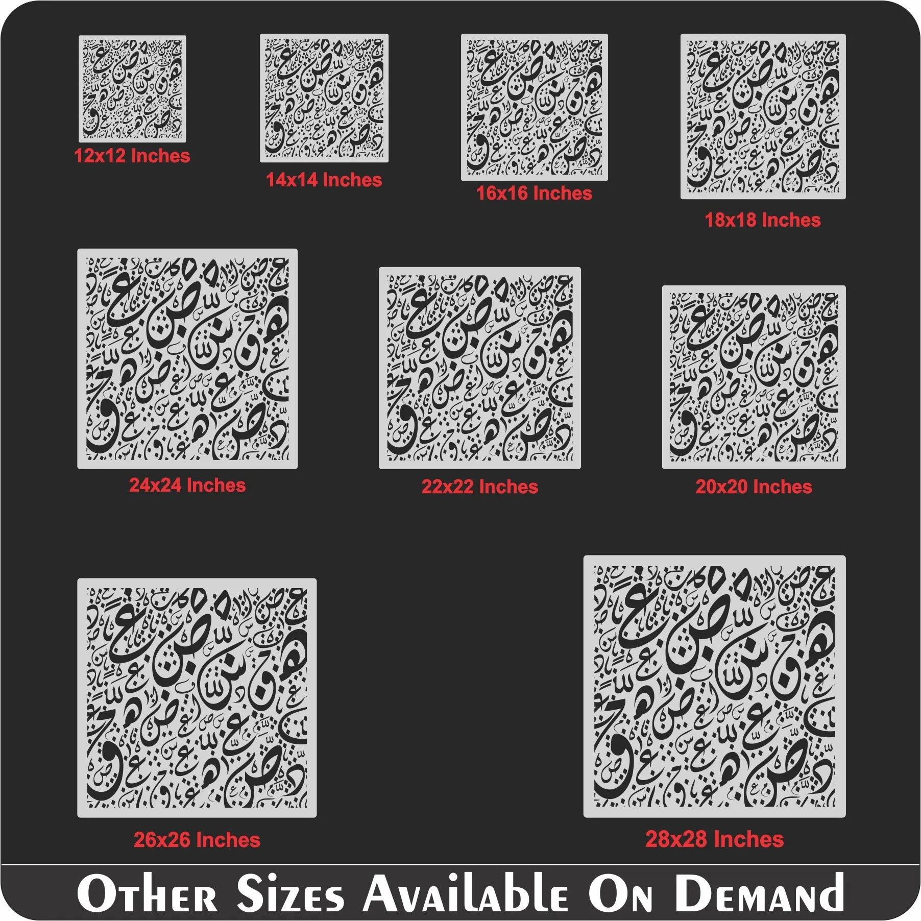 Arabic Alphabets Calligraphy Islamic Reusable Stencil for Canvas and wall painting.ID# 4214