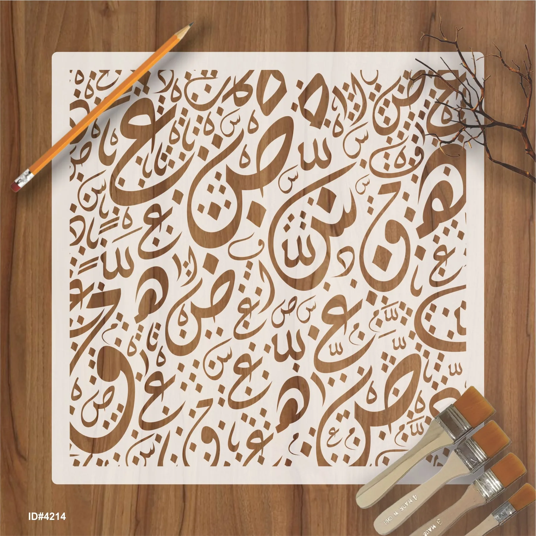 Arabic Alphabets Calligraphy Islamic Reusable Stencil for Canvas and wall painting.ID# 4214