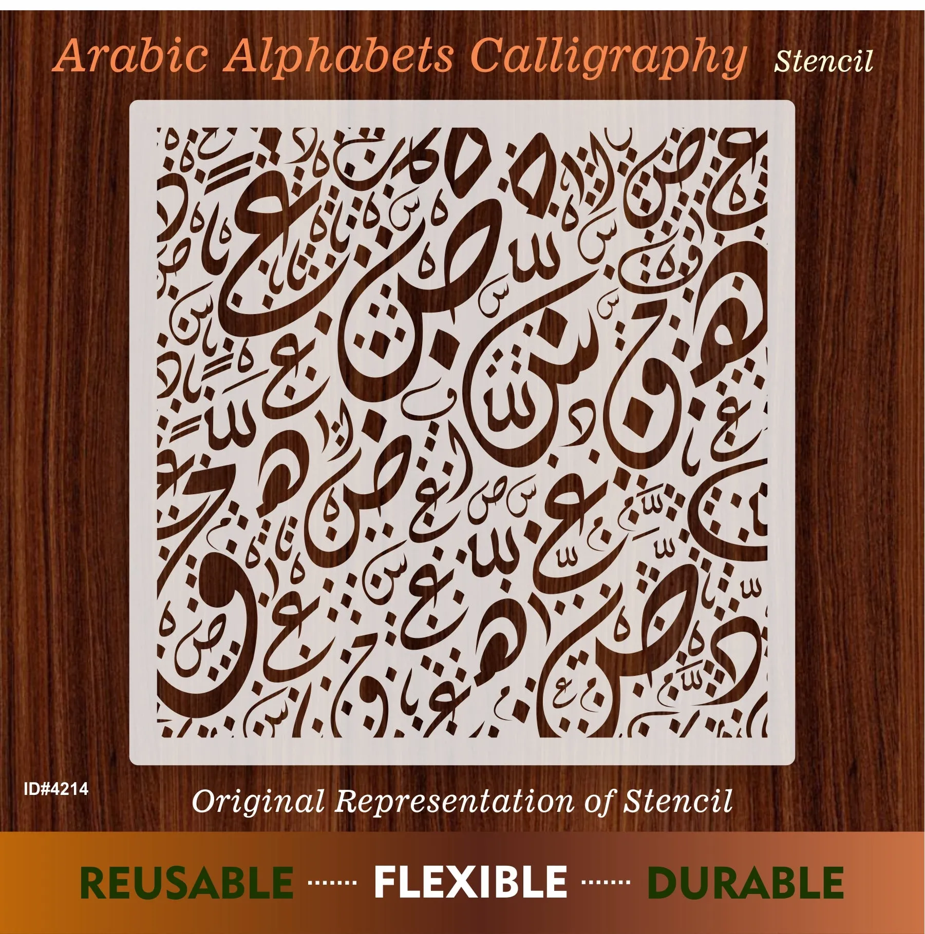 Arabic Alphabets Calligraphy Islamic Reusable Stencil for Canvas and wall painting.ID# 4214