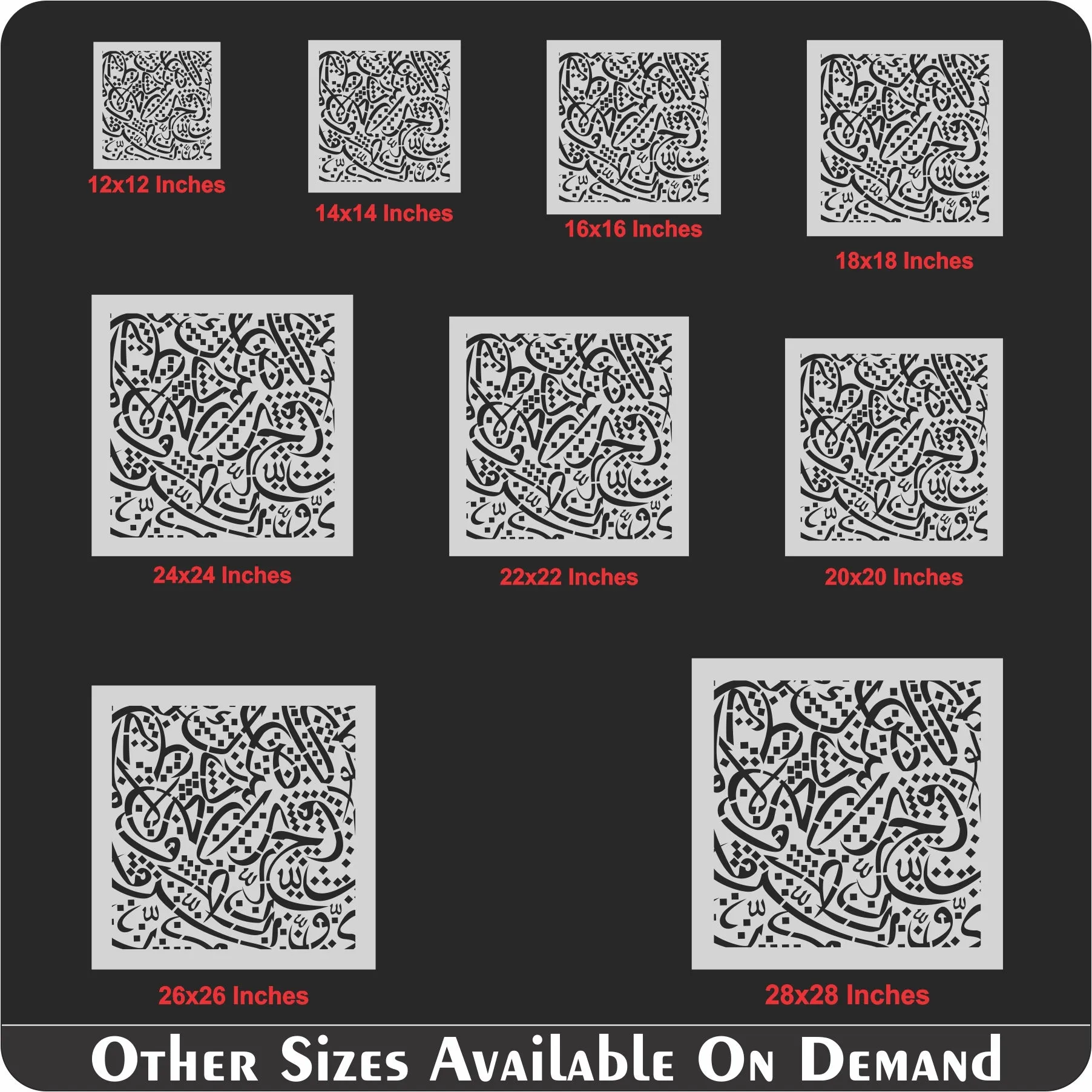 Arabic Alphabets Calligraphy Islamic Reusable Stencil for Canvas and wall painting.ID# 4215