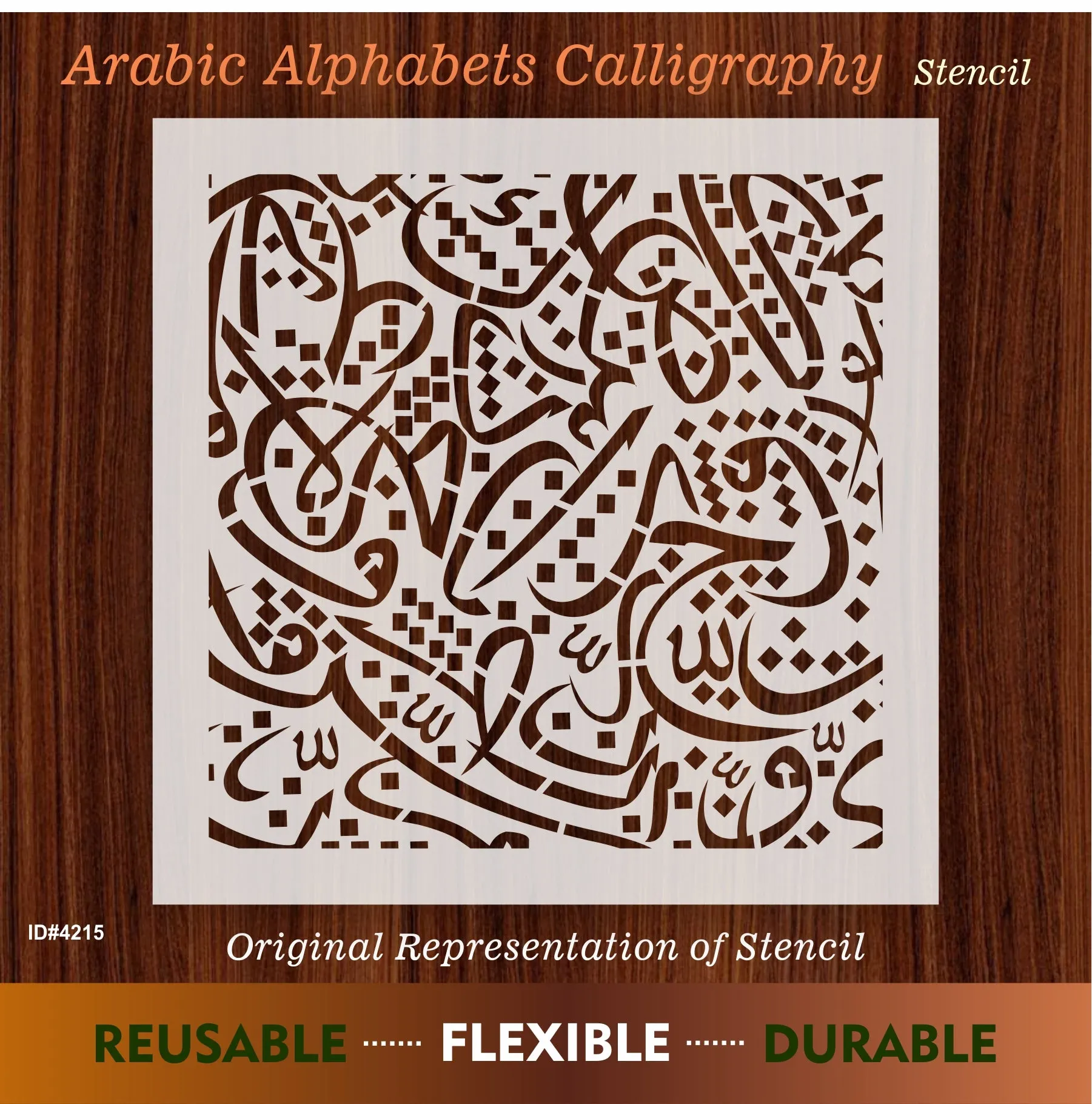 Arabic Alphabets Calligraphy Islamic Reusable Stencil for Canvas and wall painting.ID# 4215