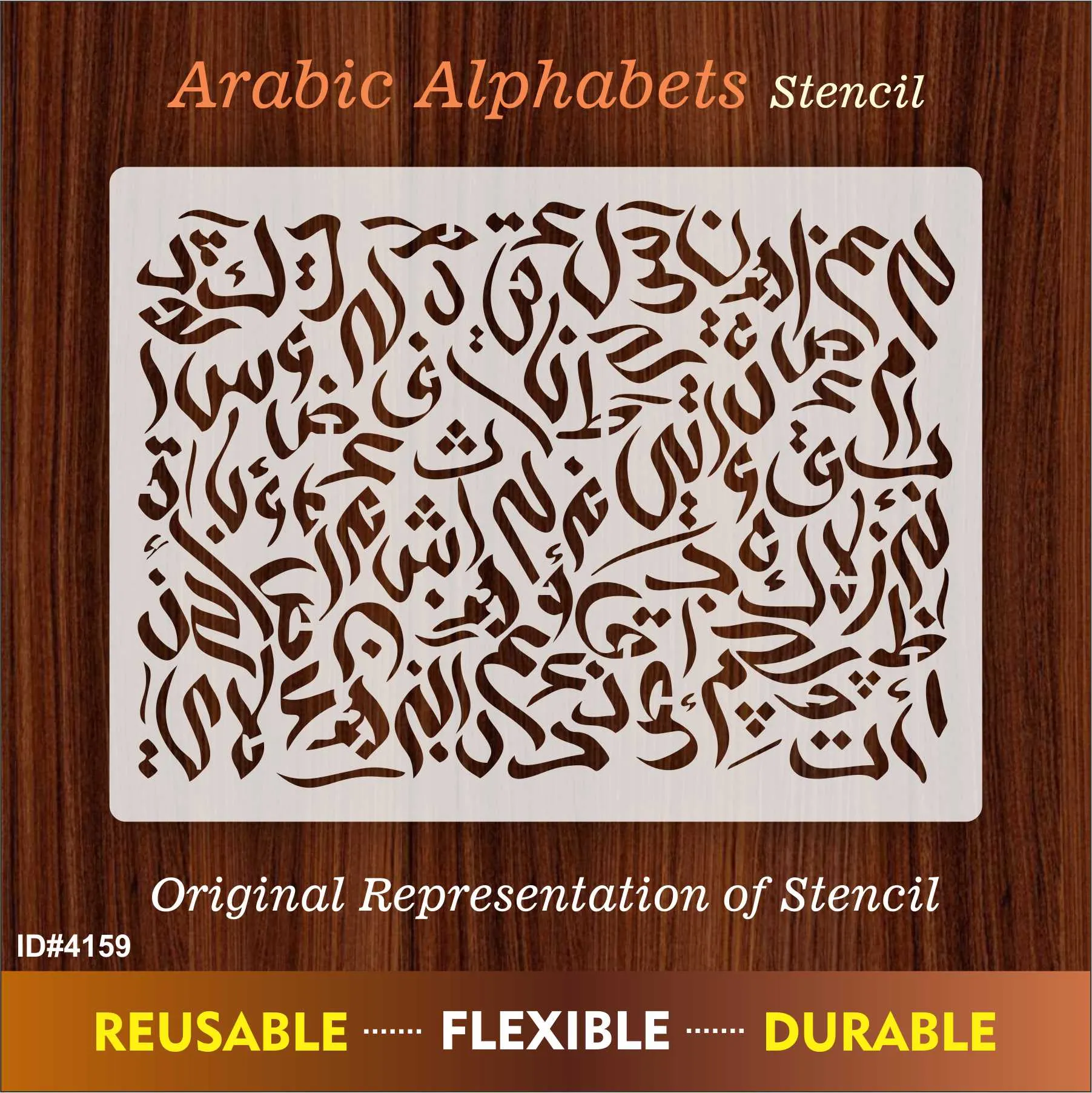 Arabic Alphabets Calligraphy Islamic Reusable Stencil for Canvas and wall painting.ID#4159