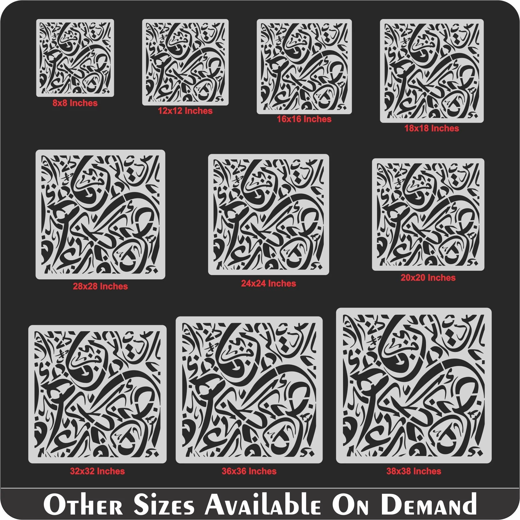 Arabic Alphabets Calligraphy Islamic Reusable Stencil for Canvas and wall painting.ID#4161