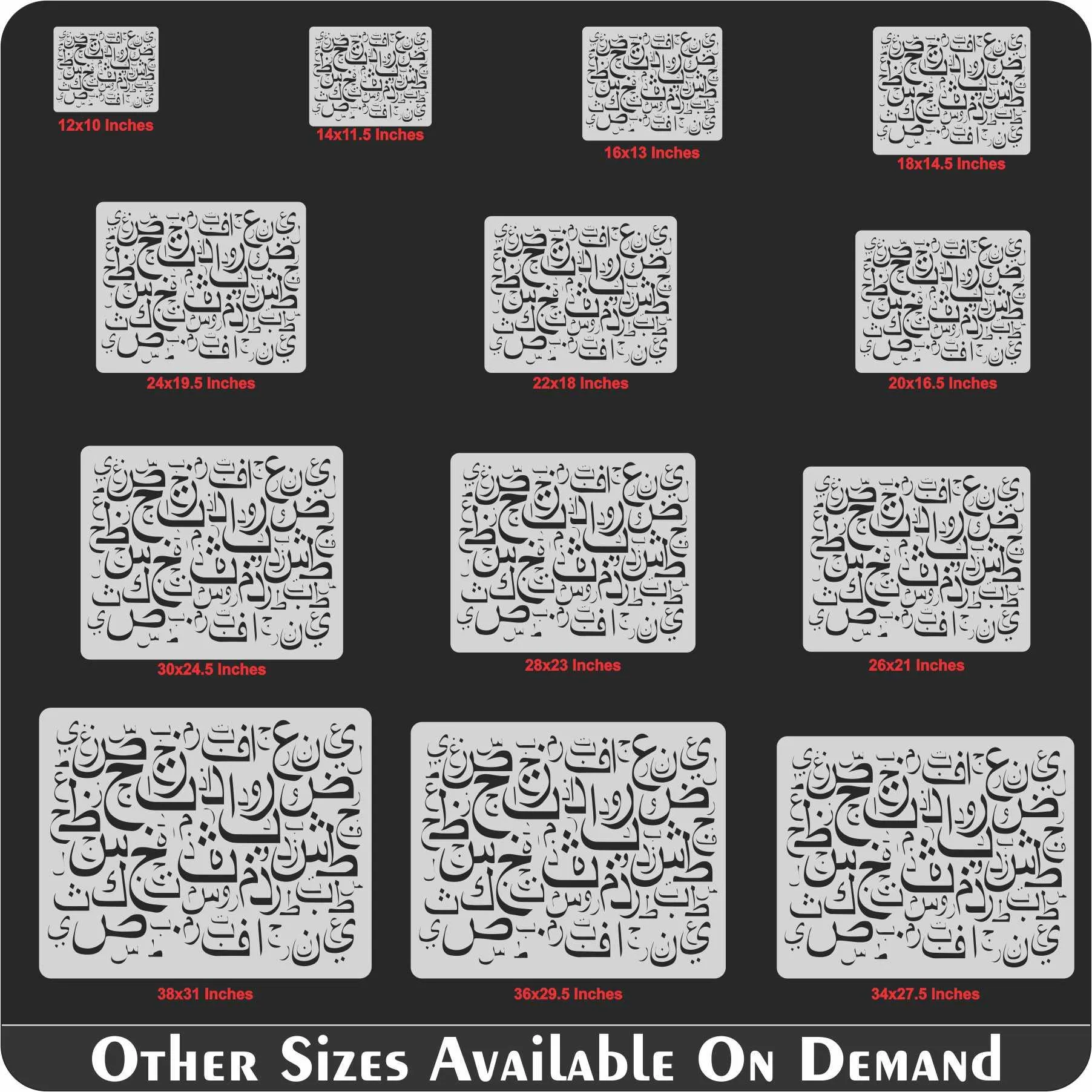 Arabic Alphabets Reusable Stencil For Canvas And Wall Painting.ID#139