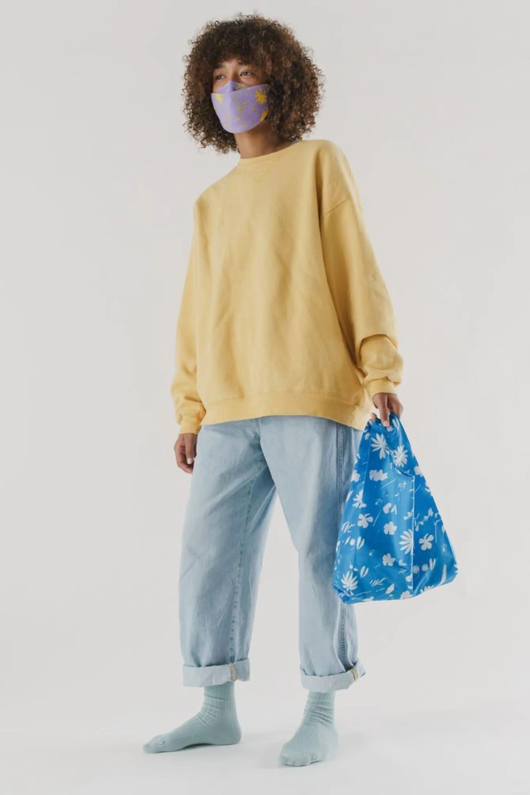 Baby Blue Floral Sun Print Baggu