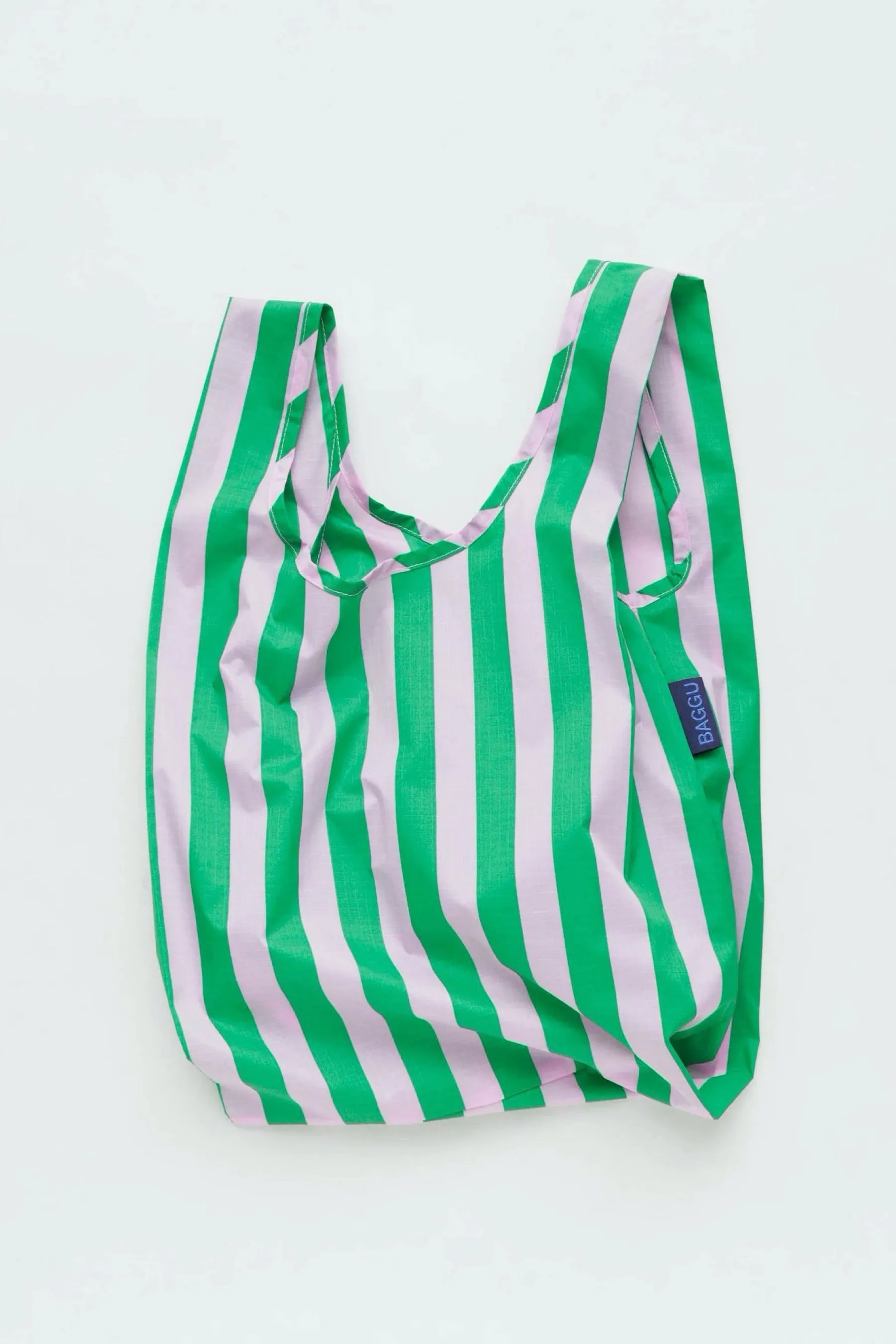 Baby Pink   Green Awning Stripe Baggu