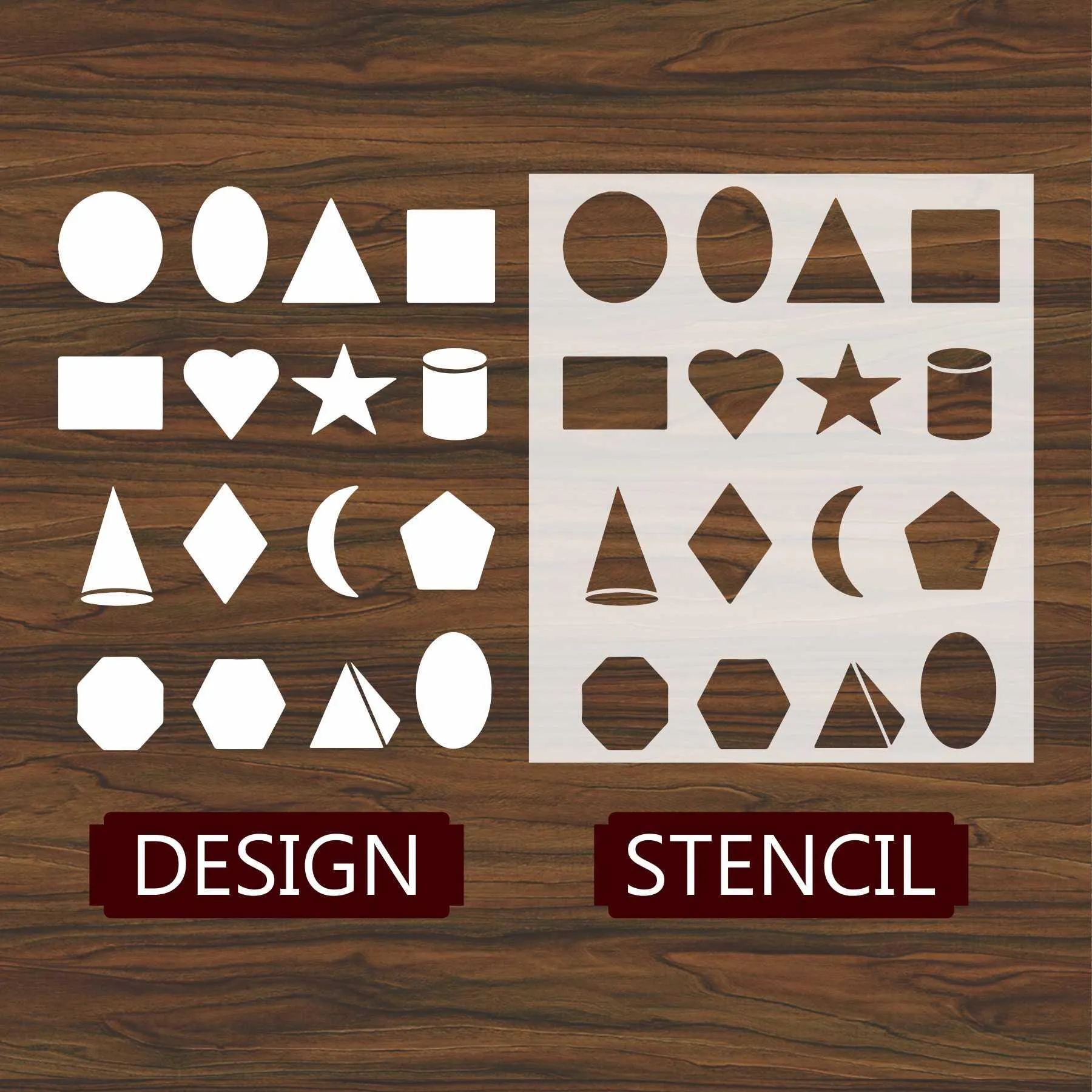 Basic Geomatric Shapes Reusable Stencil For Canvas And Wall Painting.ID#137