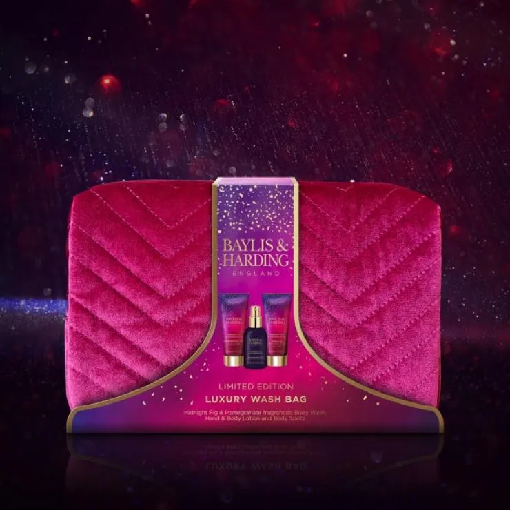 Baylis & Harding Midnight Fig & Pomegranate Deluxe Wash Bag Gift Set - Vegan Friendly