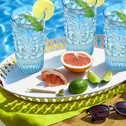 Bellaforte Shatterproof Plastic Tall Tumbler Set of 4 Drinking Glasses