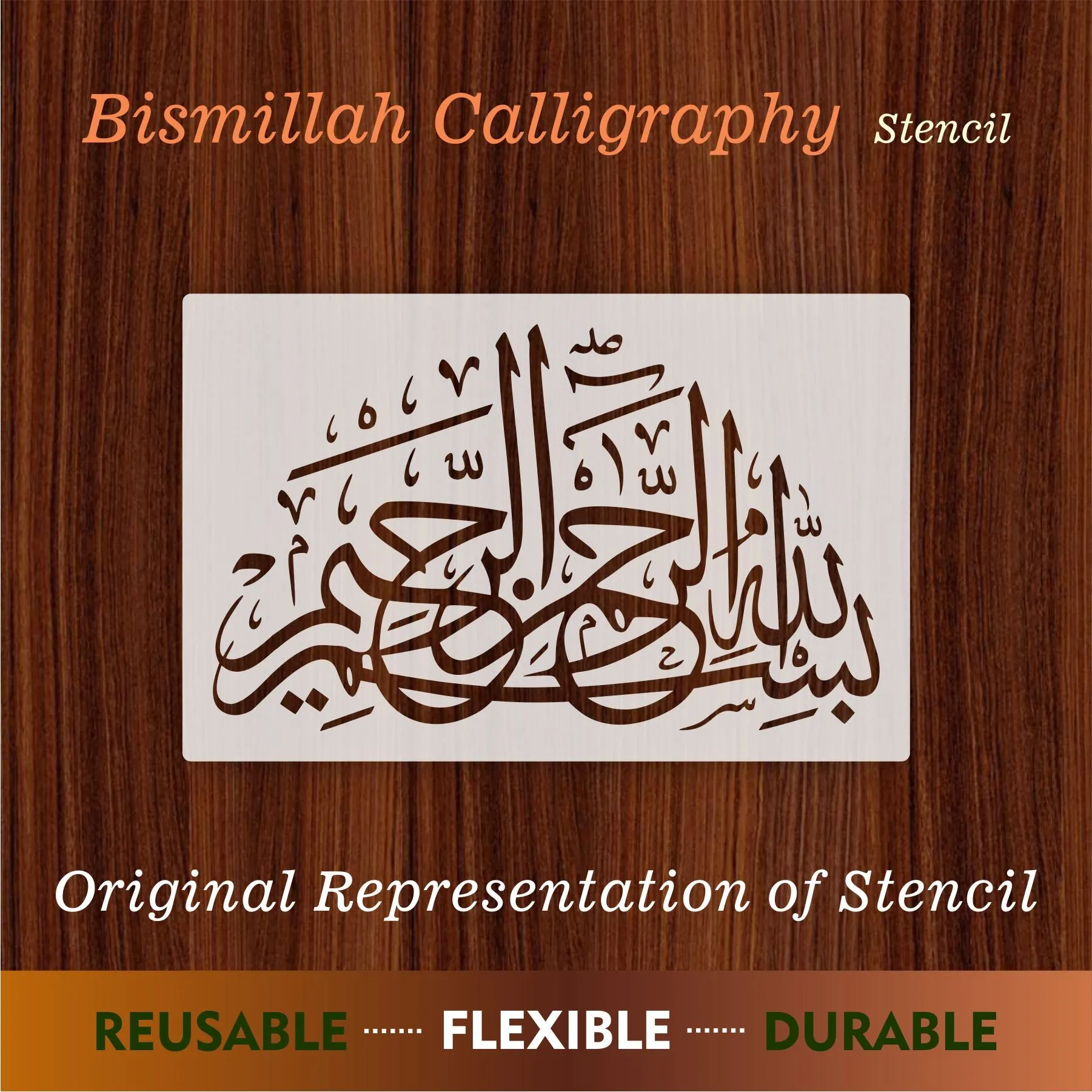Bismillah Calligraphy Calligraphy Islamic Reusable Stencil for Canvas and wall painting.ID#275