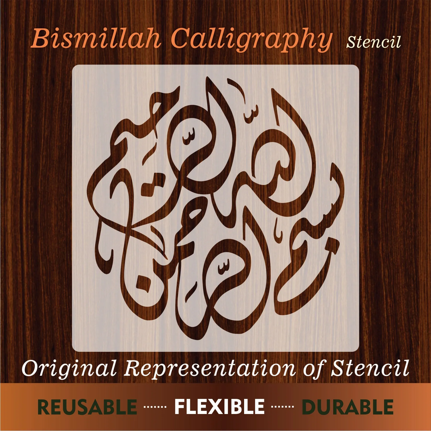 Bissmillah Calligraphy Islamic Reusable Stencil for Canvas and wall painting.ID# 279