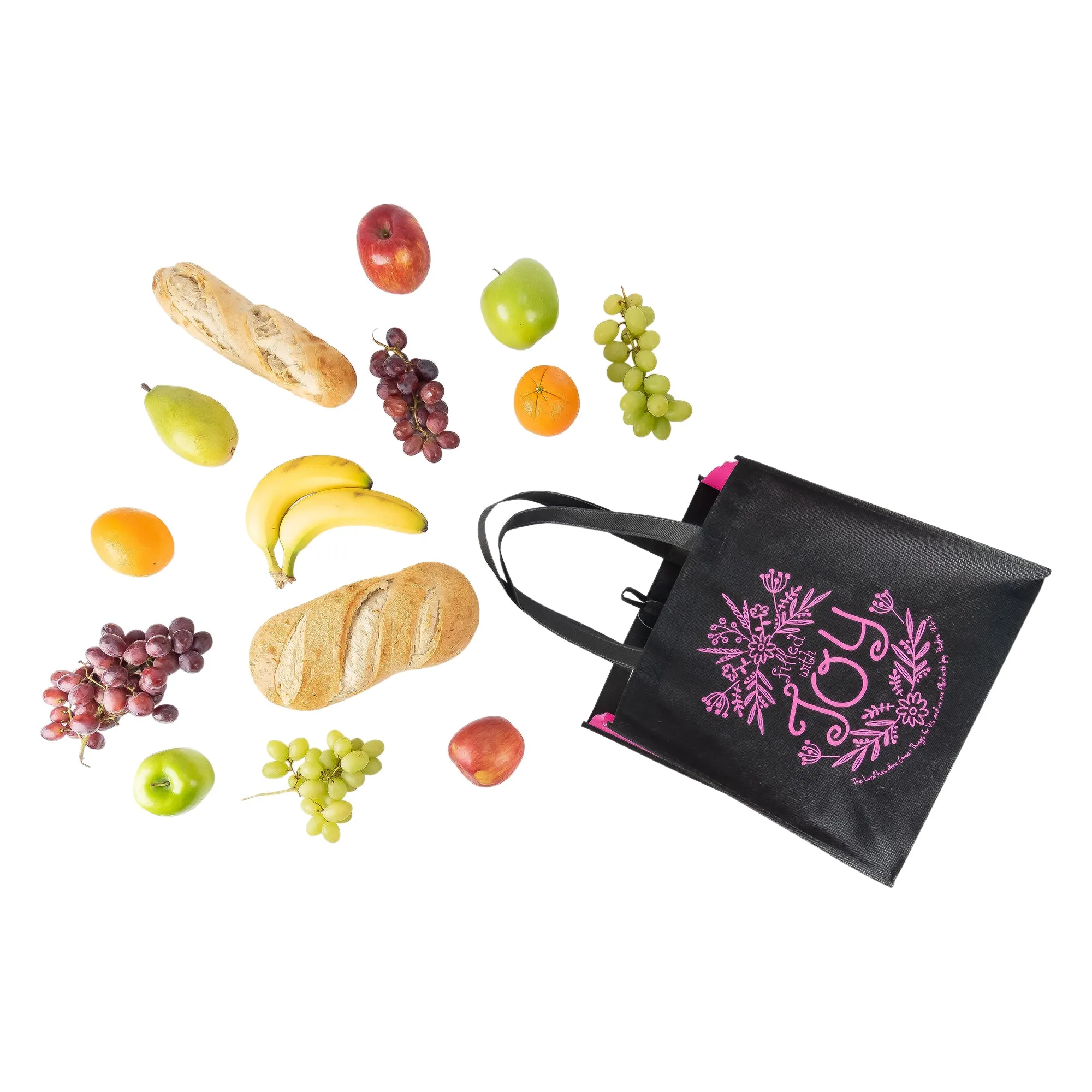 Black & Pink Eco Tote Bag - Psalm 126:3 "Filled With Joy"