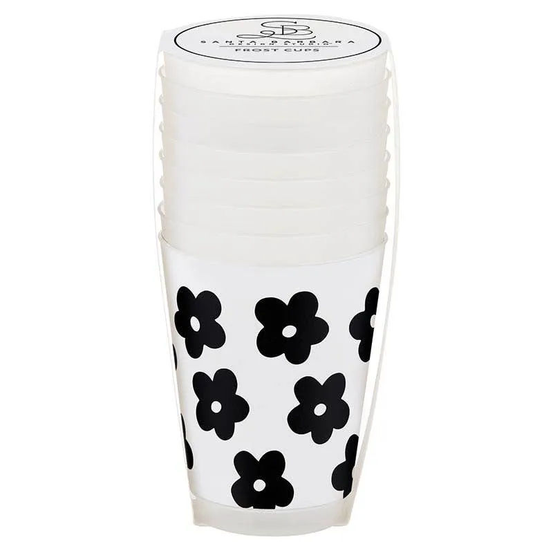 Black Bubble Flower Frosted Cups - Sleeve of 8