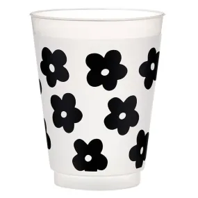Black Bubble Flower Frosted Cups - Sleeve of 8