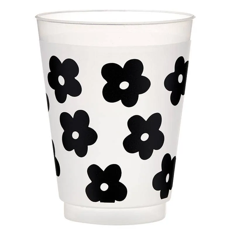 Black Bubble Flower Frosted Cups - Sleeve of 8