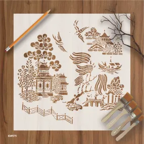 Blue Willow Story Theme Stencils Template Wall Scrapbooking Painting Photo Album Decor Embossing Paper Card Craft. ID #575