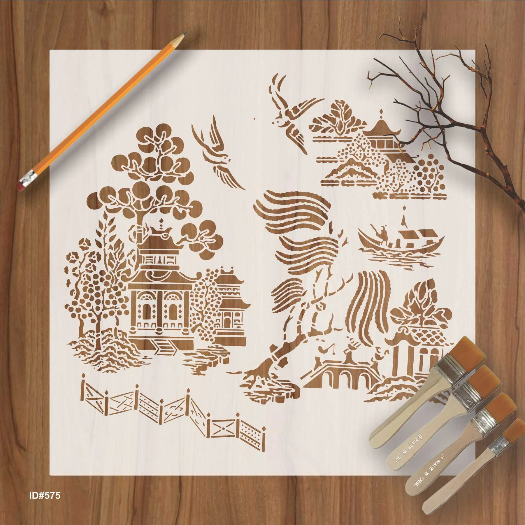 Blue Willow Story Theme Stencils Template Wall Scrapbooking Painting Photo Album Decor Embossing Paper Card Craft. ID #575