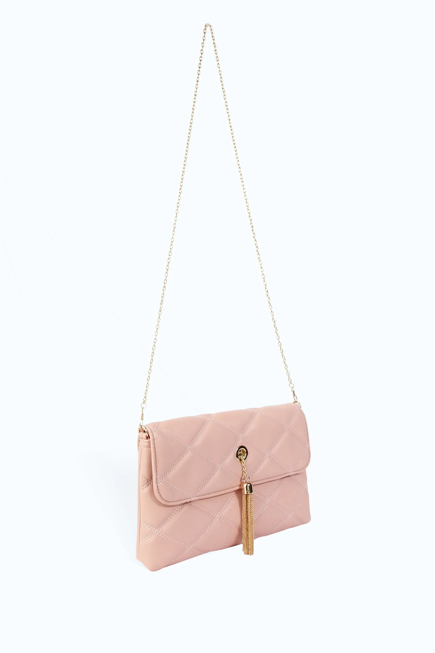 Blush Quilted Tassel Bag