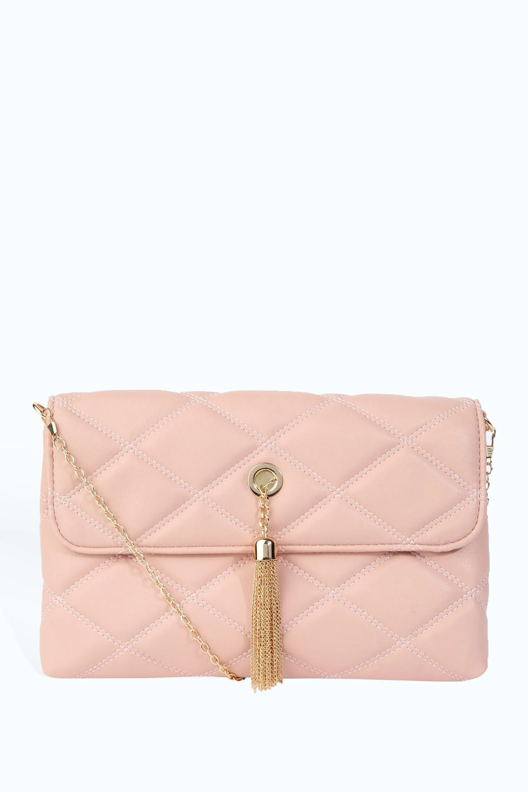 Blush Quilted Tassel Bag