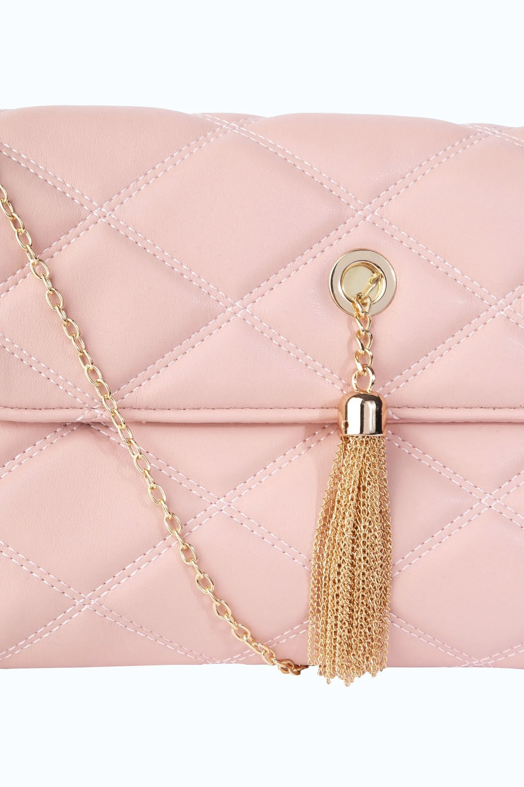Blush Quilted Tassel Bag
