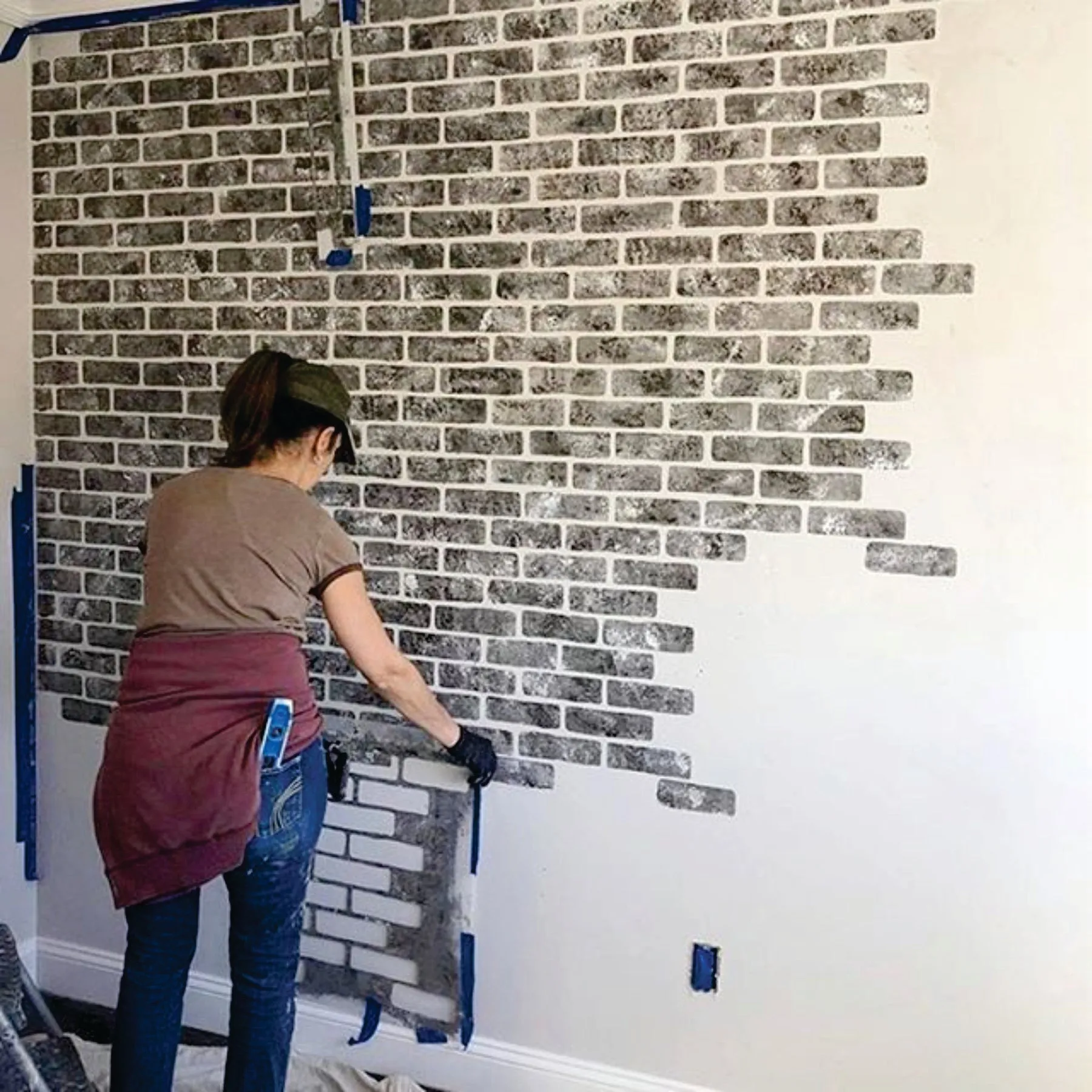 Brick Wall Pattren Reusable Stencil For Canvas And Wall Painting.ID #348