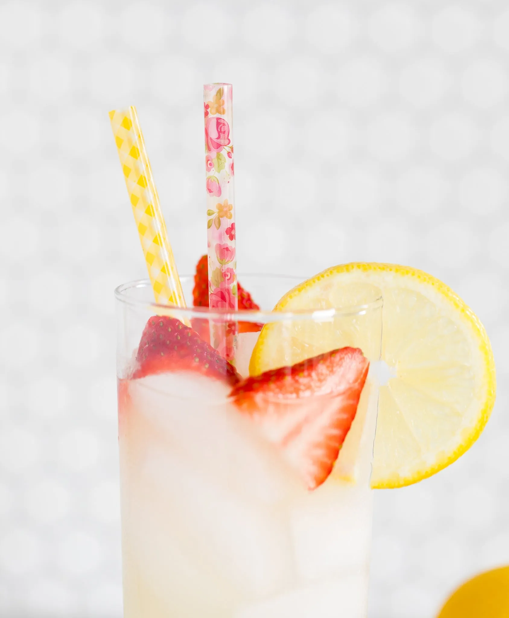 Bright Gingham Floral Reusable Straws
