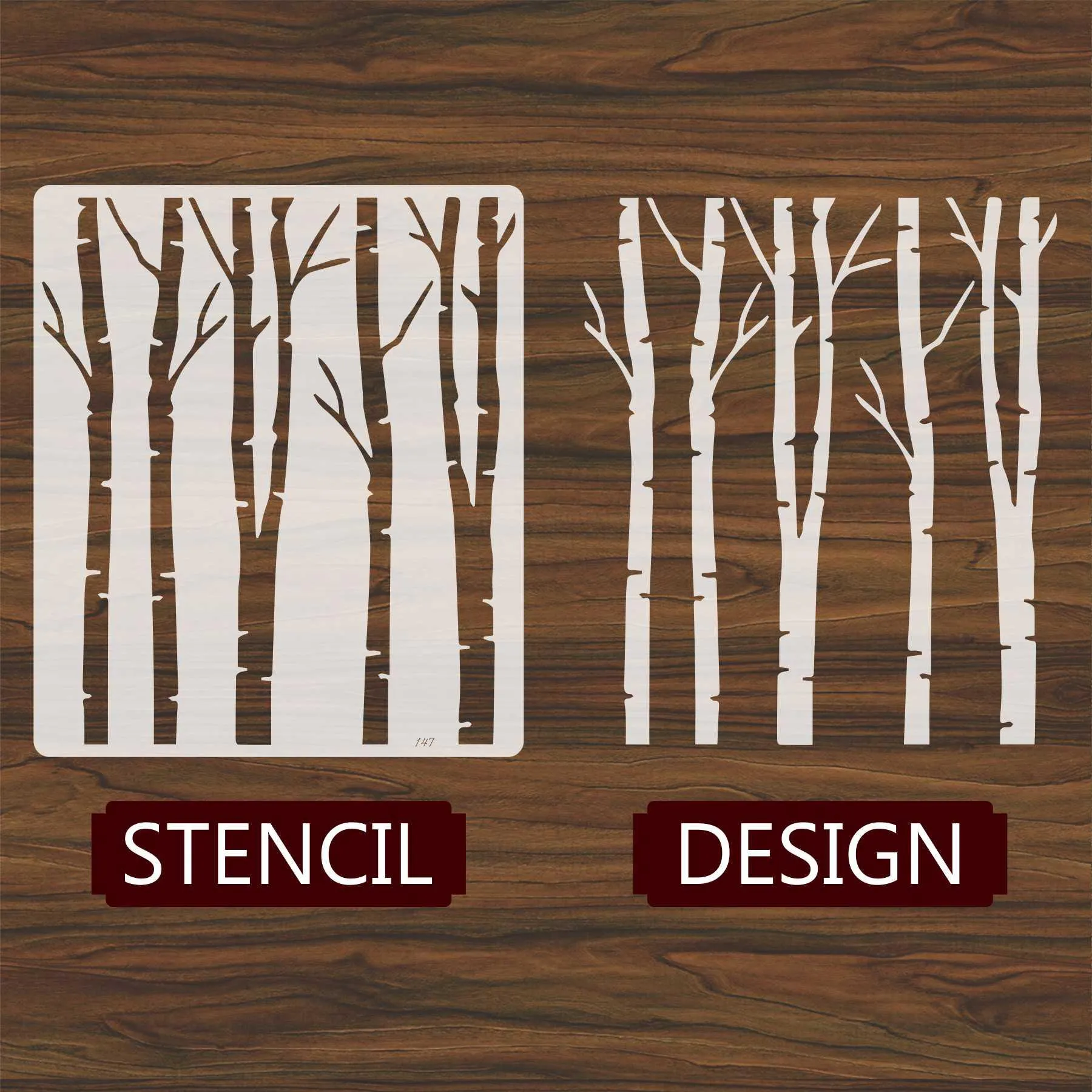 Brish Tree Reusable Stencil For Canvas And Wall Painting.ID#147